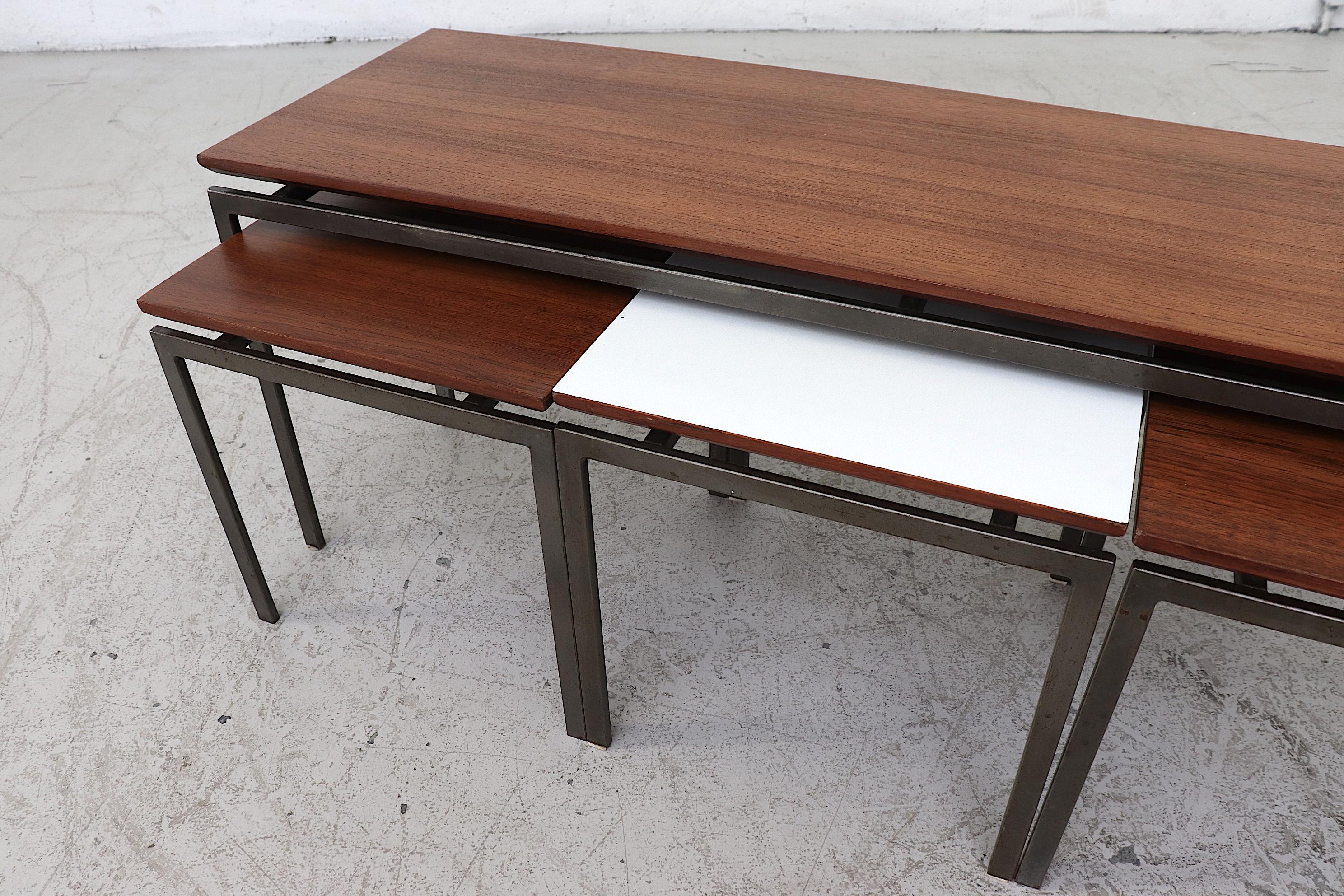 Metal Pastoe Teak and Formica Nesting Table Set