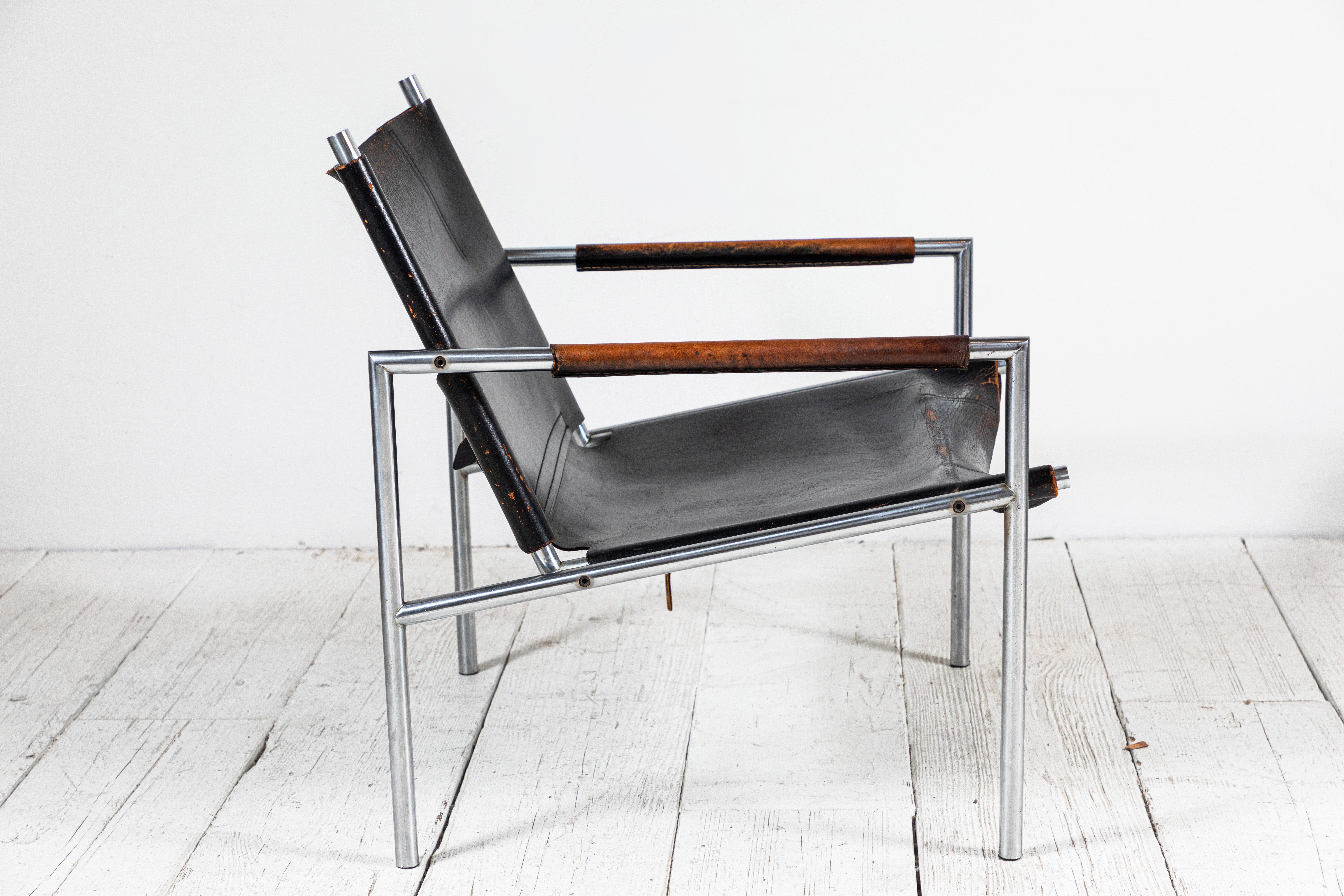 Martin Visser Leather and Chrome Easy Chair 1