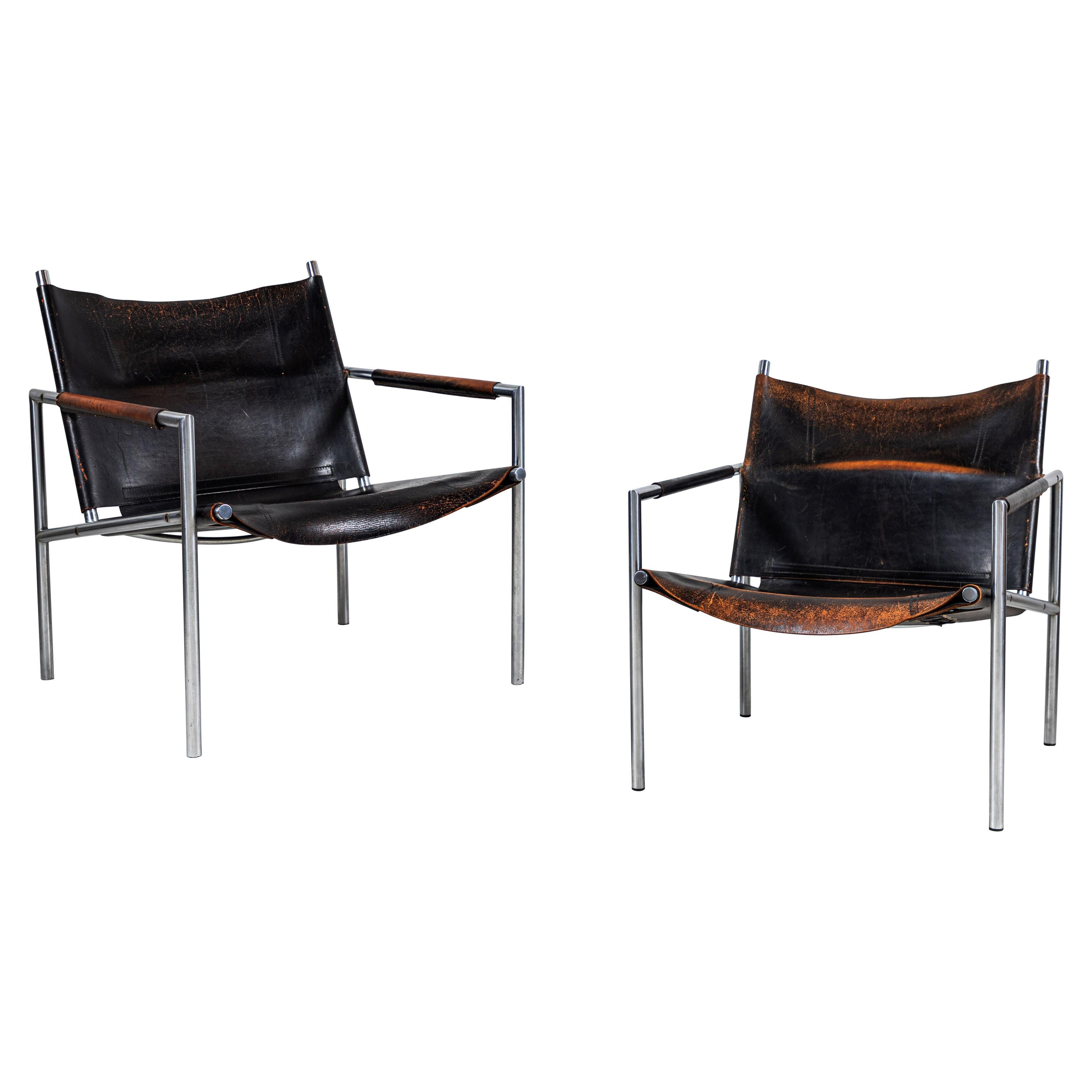 Martin Visser Leather and Chrome Easy Chair