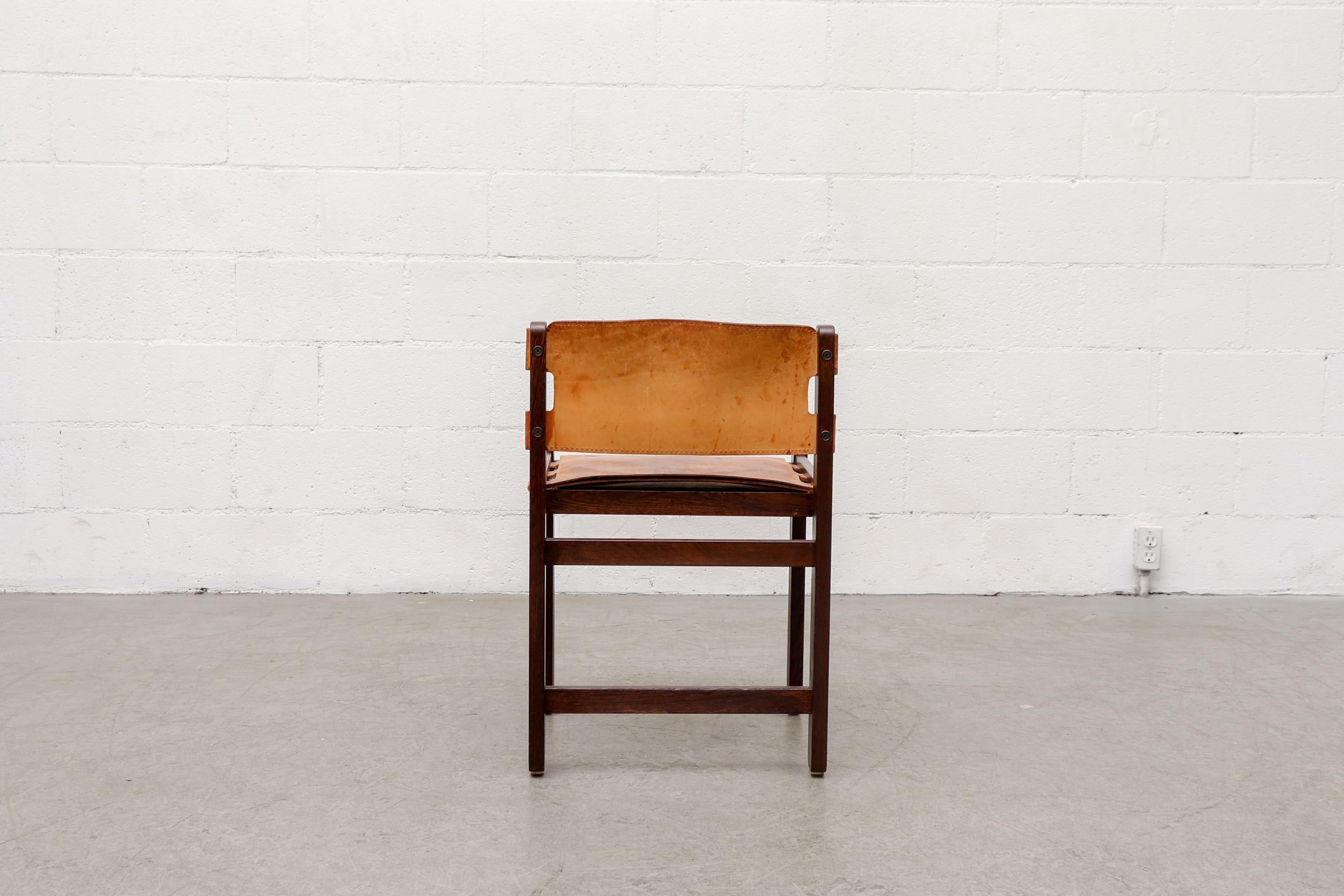 Martin Visser Leather and Wenge Dining Chair In Good Condition In Los Angeles, CA