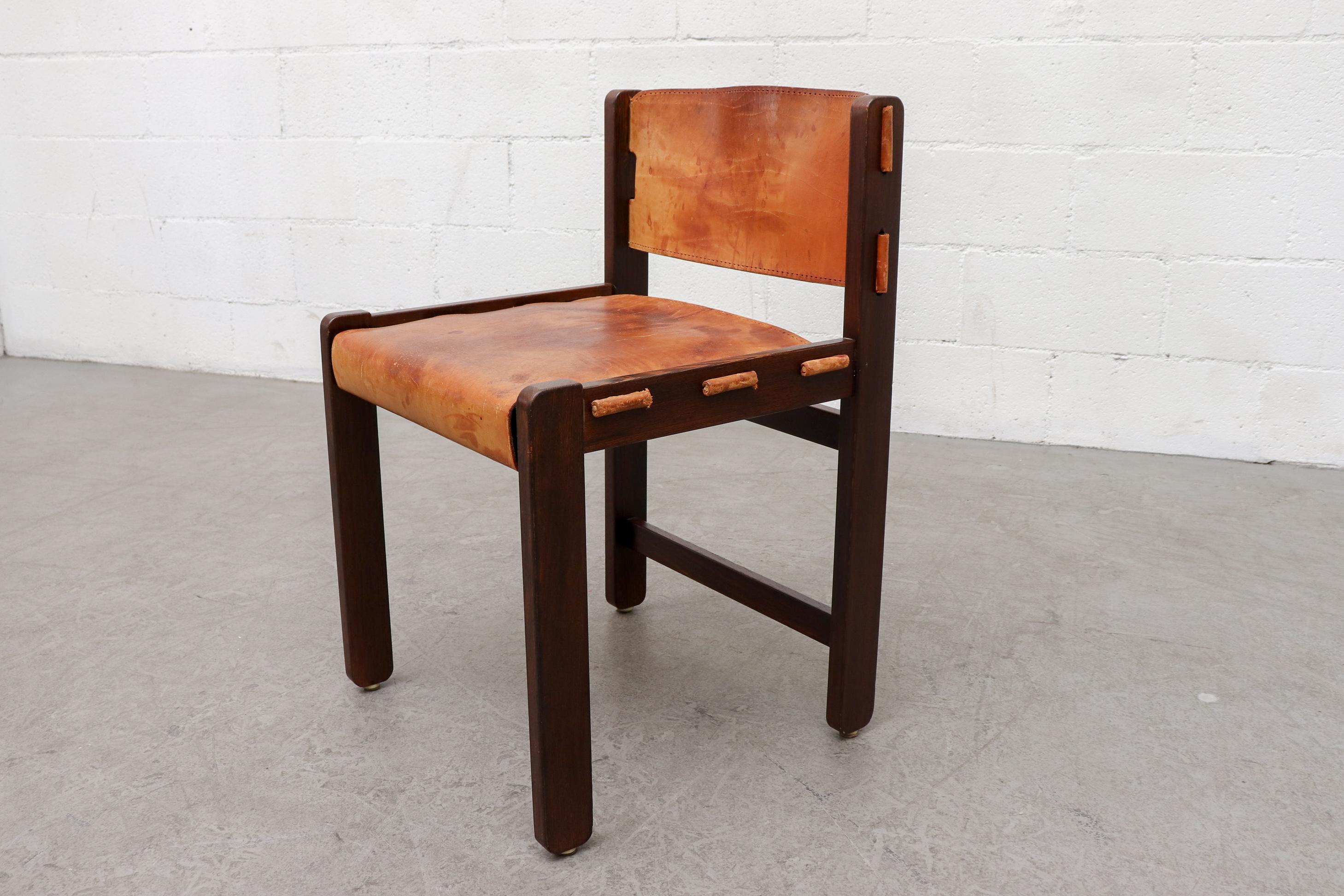 Late 20th Century Martin Visser Leather and Wenge Dining Chair