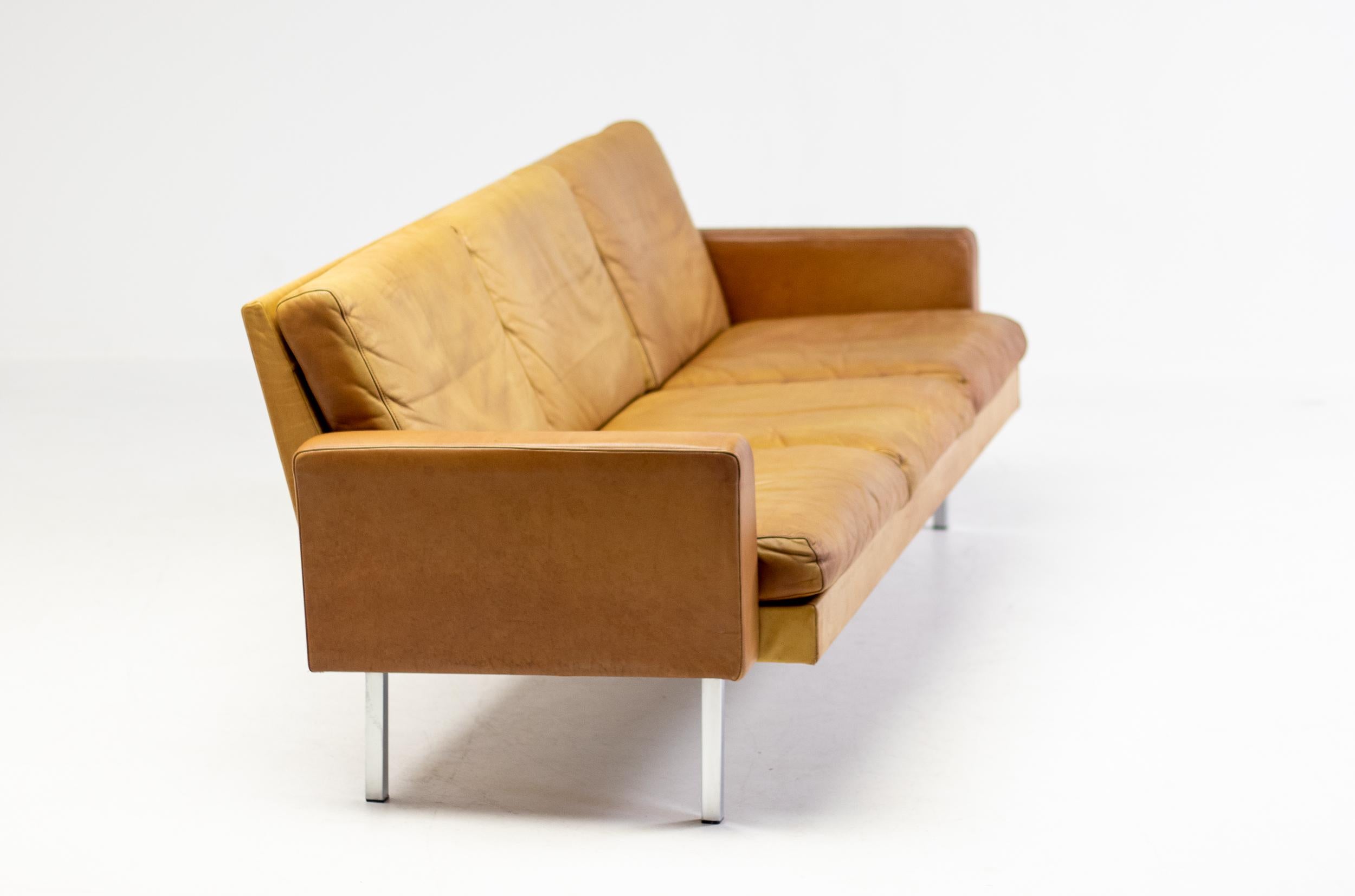 Mid-20th Century Martin Visser Natural Leather Sofa BZ55