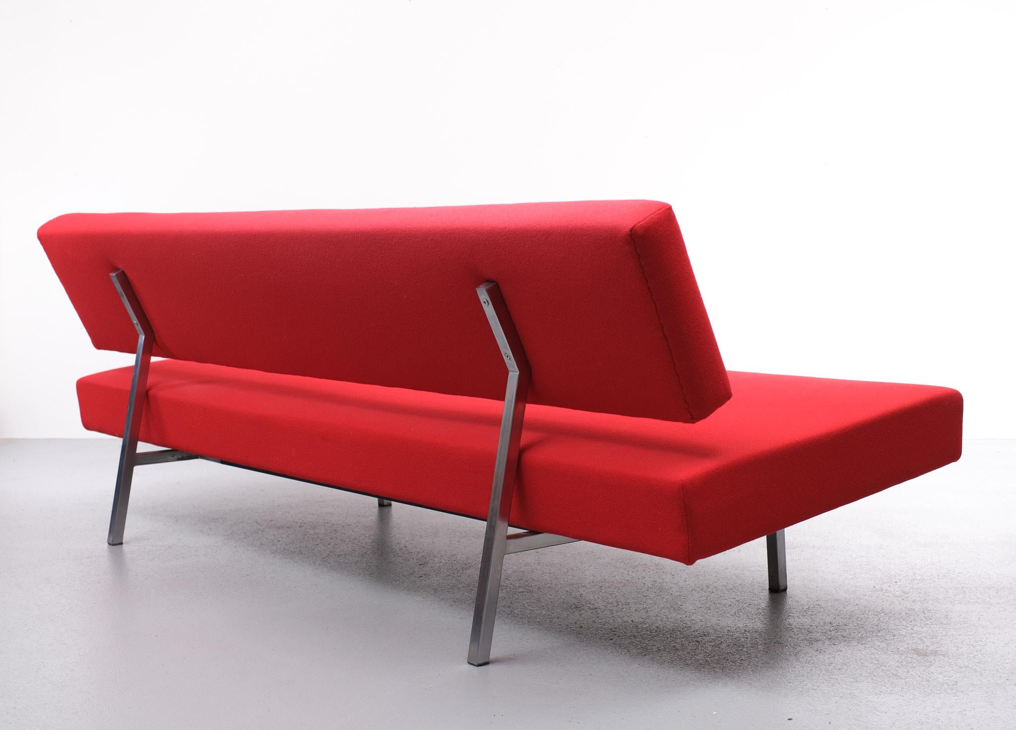 Chrome Martin Visser Red Sofa Day Bed 1960s Dutch