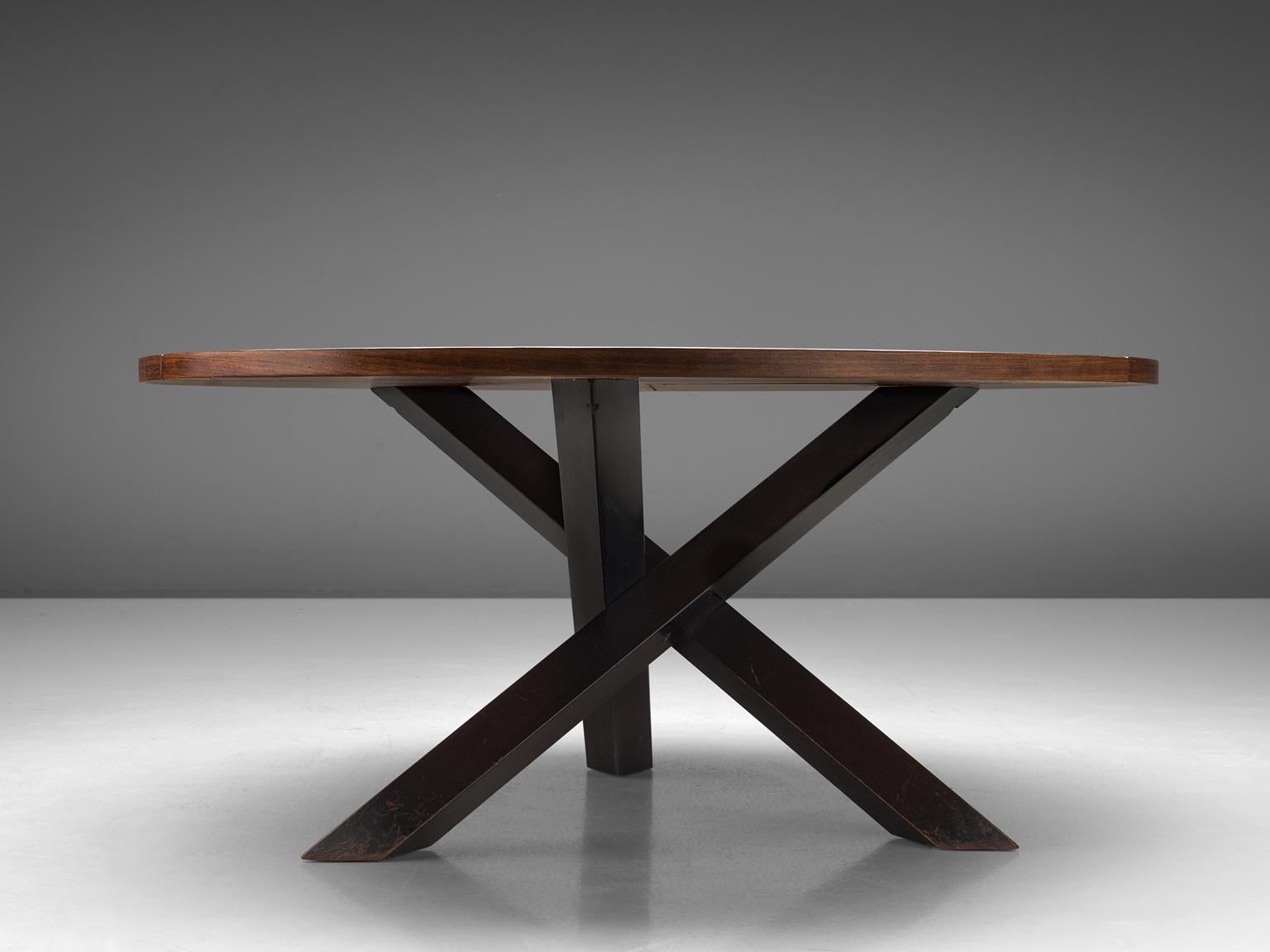 Mid-Century Modern Martin Visser Round Dining Table in Wengé for 'T Spectrum