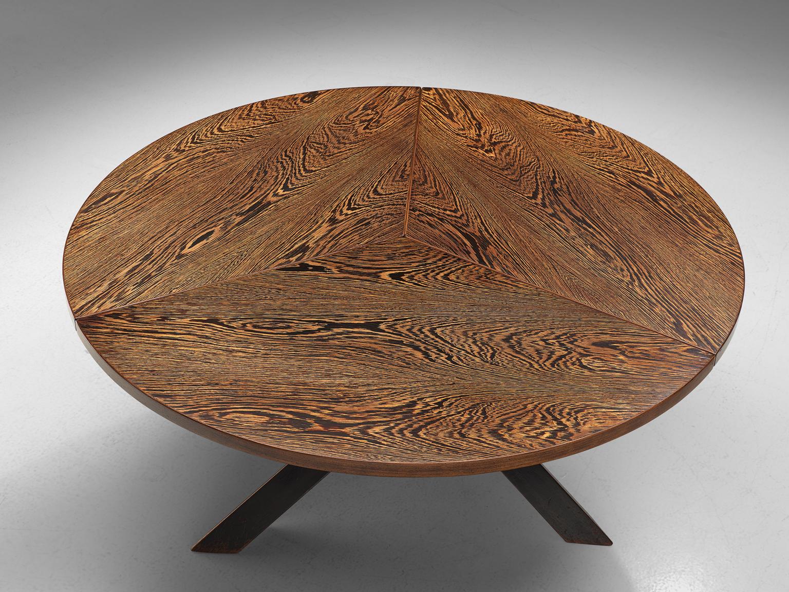 Dutch Martin Visser Round Dining Table in Wengé for 'T Spectrum