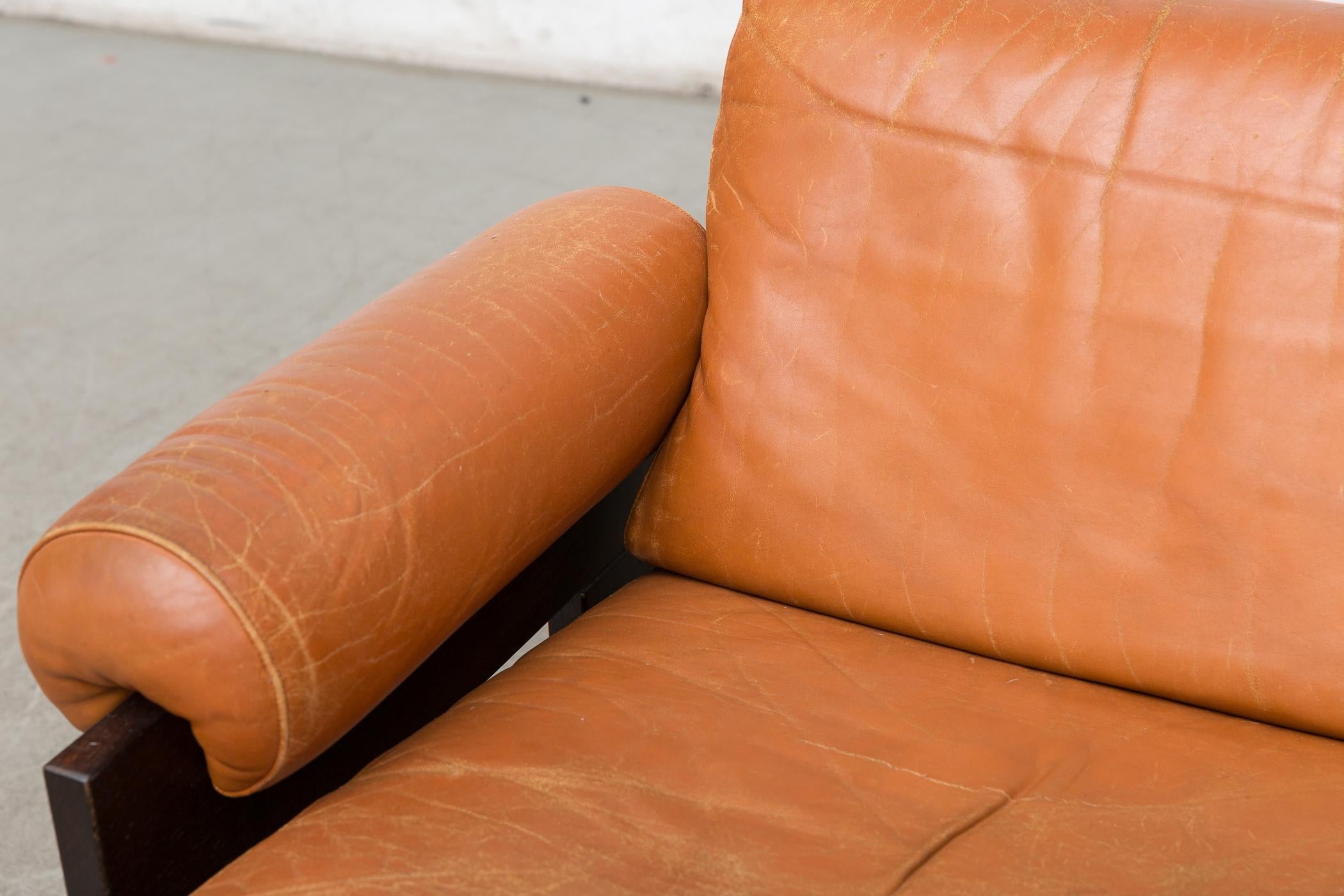 Martin Visser Rust Leather and Wenge Lounge Chair 1