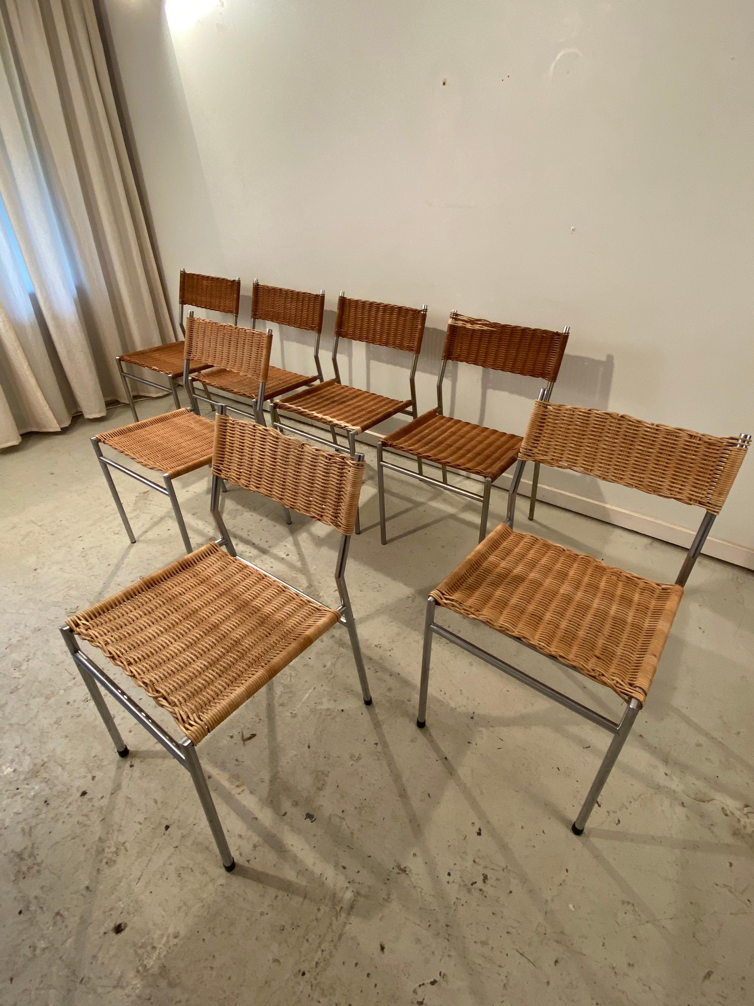 Martin Visser SE05 Wicker Dining Chairs, 12 available In Good Condition In Amsterdam, NL