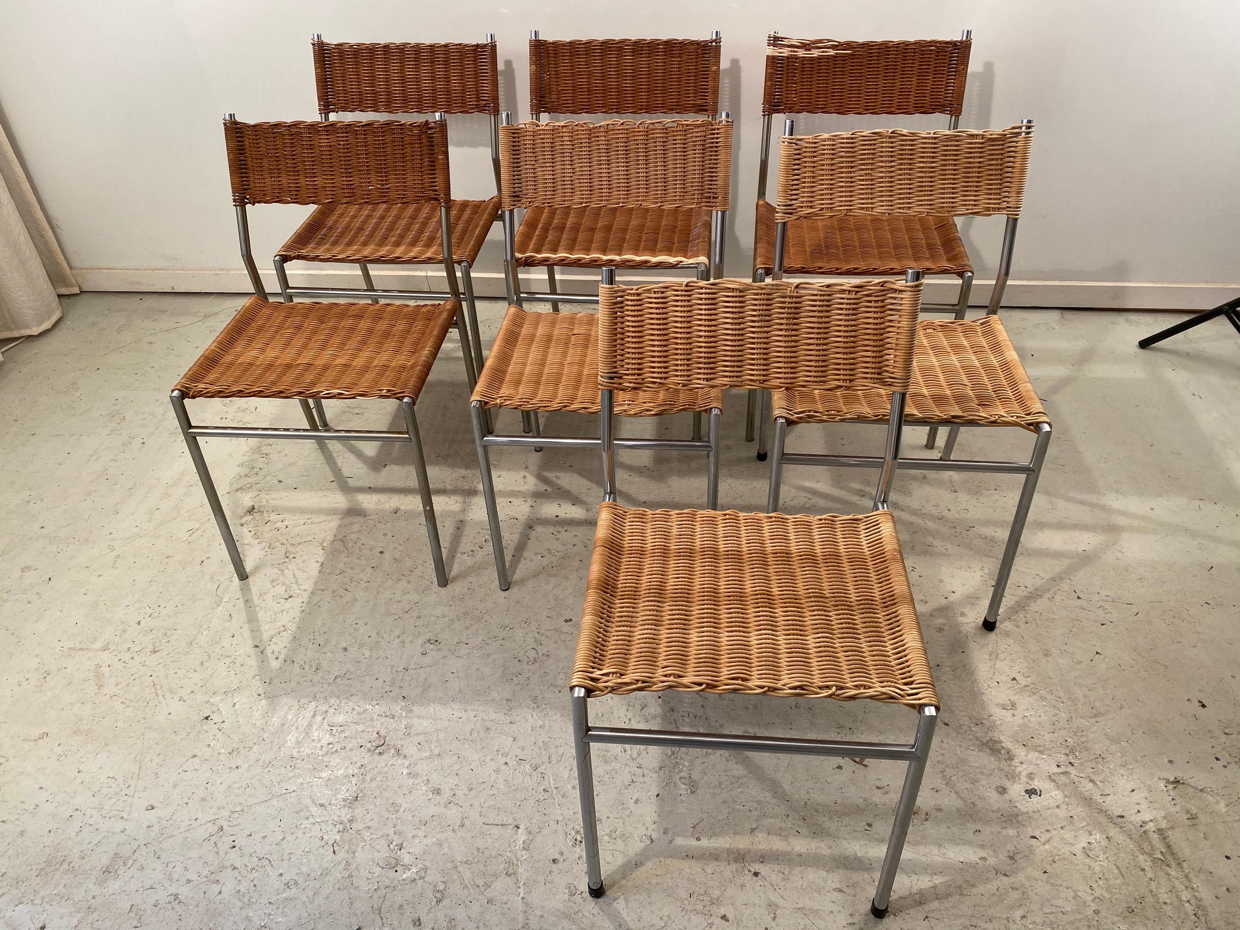 Mid-20th Century Martin Visser SE05 Wicker Dining Chairs, 12 available
