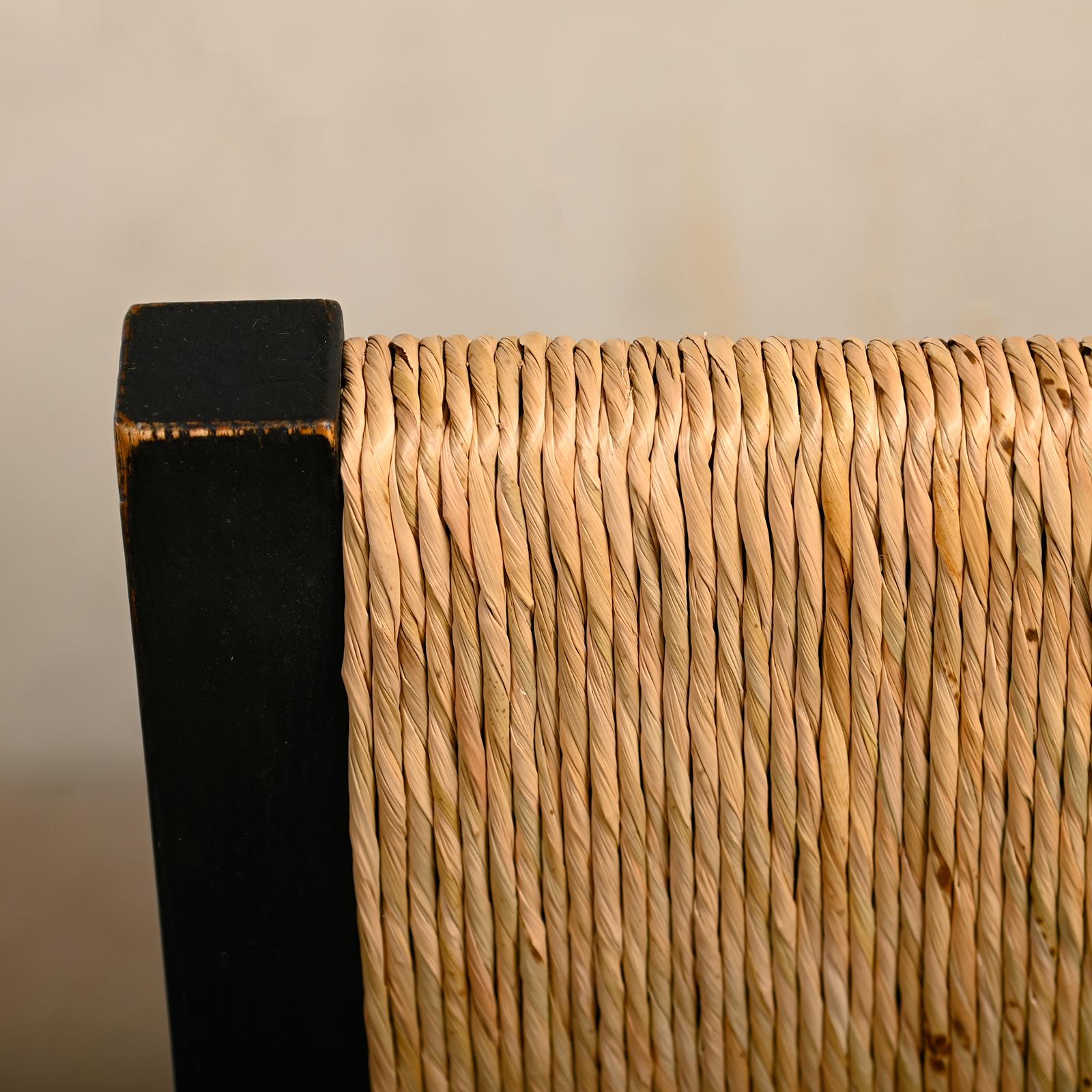 Martin Visser SE82 Chairs in Black Wood and hand woven Rush Seats for Spectrum 7