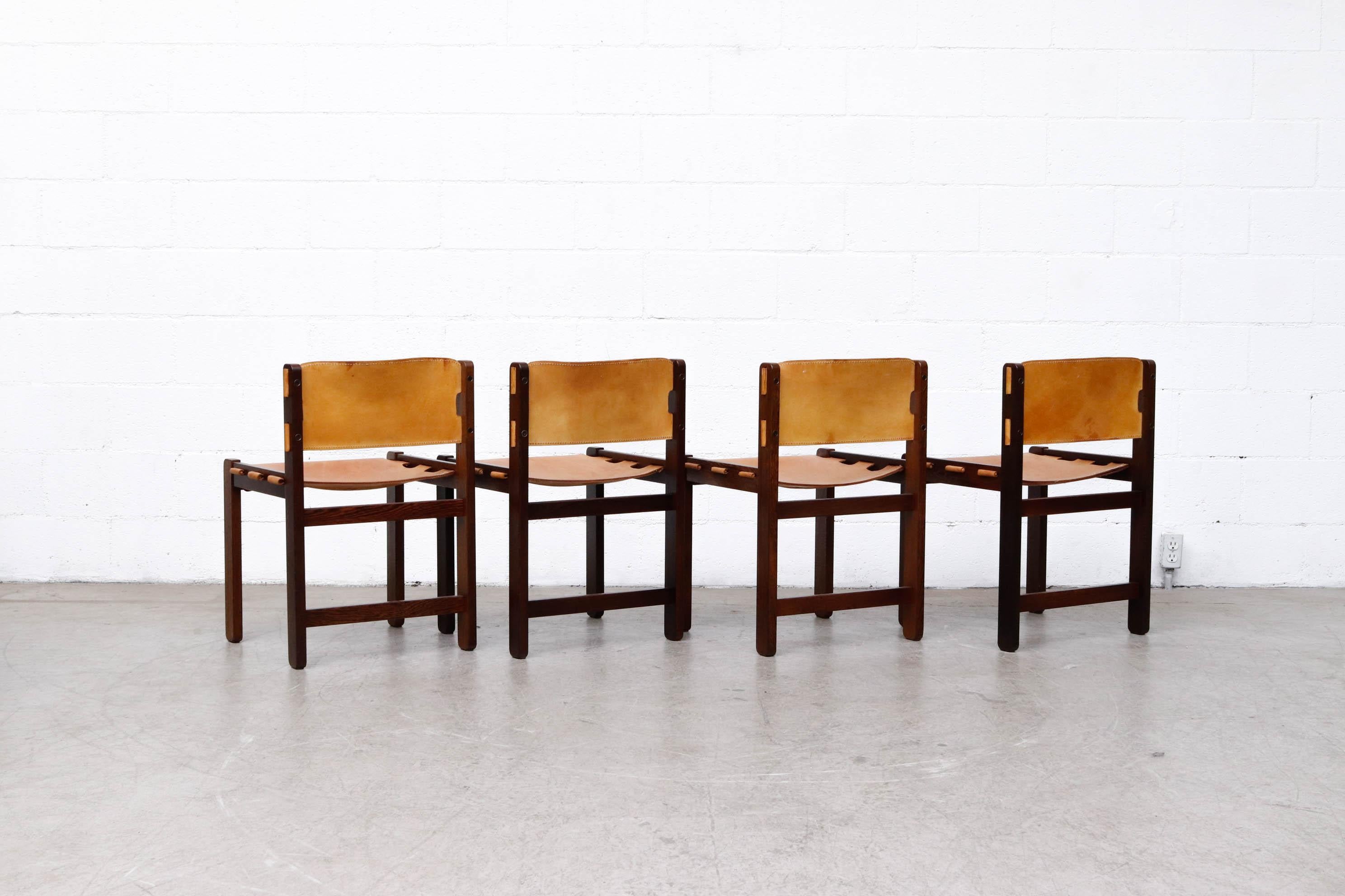 Martin Visser Set of 4 Leather and Wenge Dining Chairs In Good Condition In Los Angeles, CA