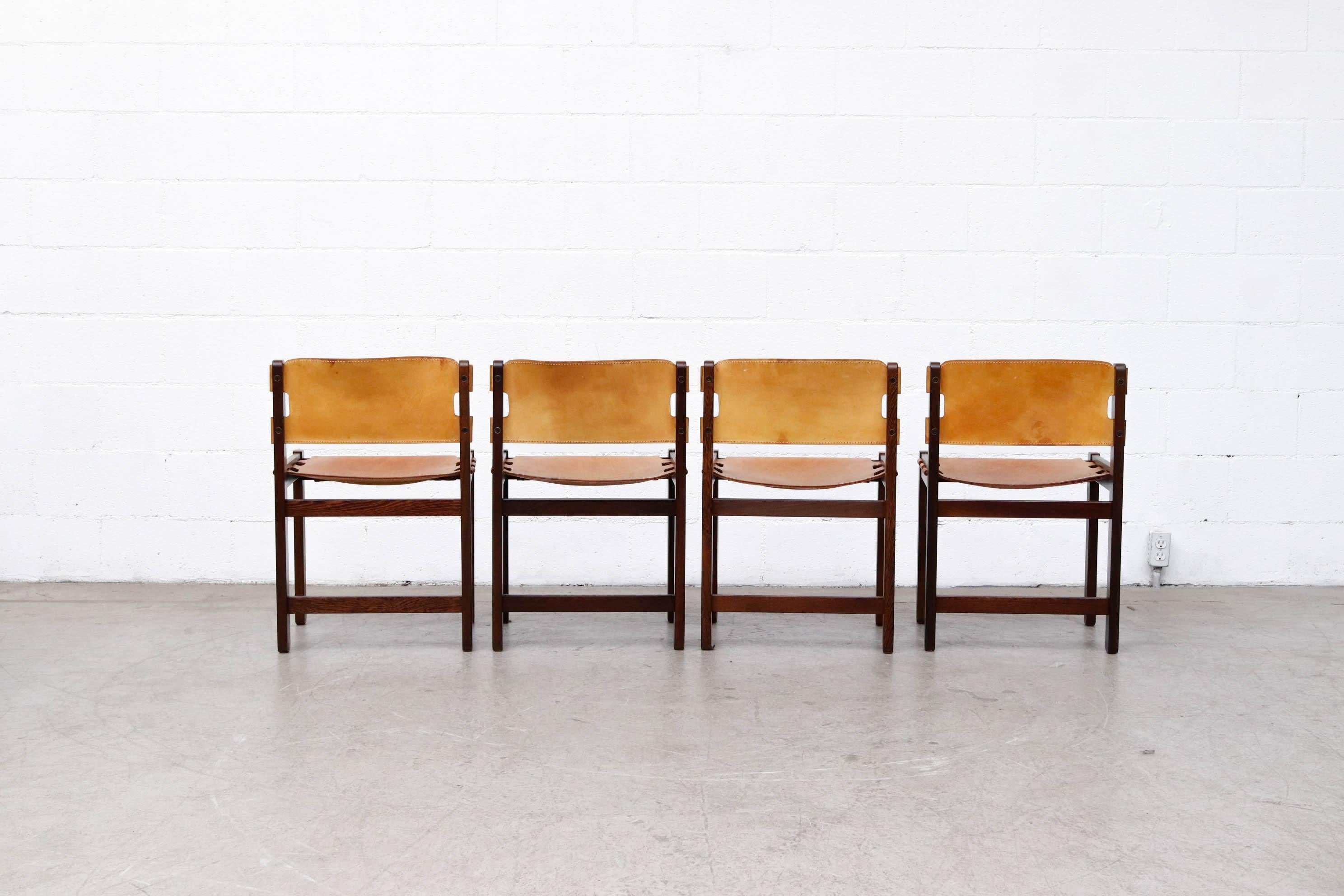 Late 20th Century Martin Visser Set of 4 Leather and Wenge Dining Chairs