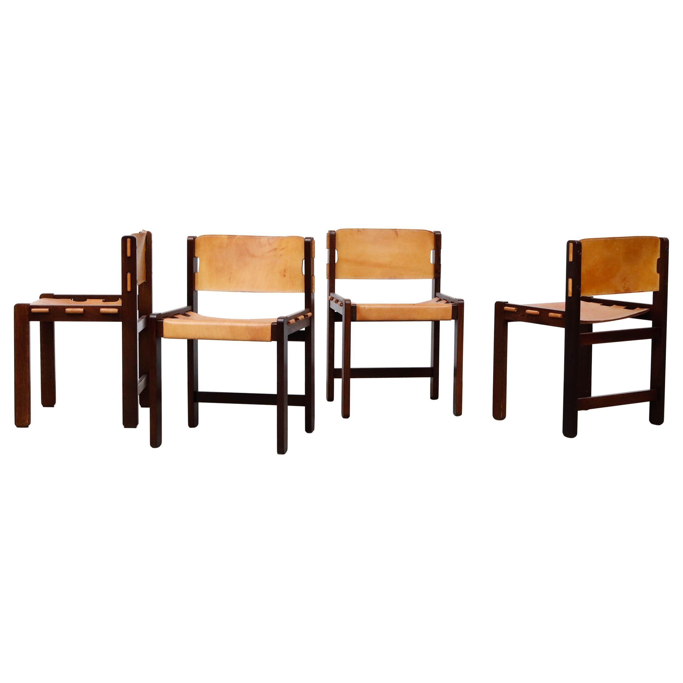 Martin Visser Set of 4 Leather and Wenge Dining Chairs
