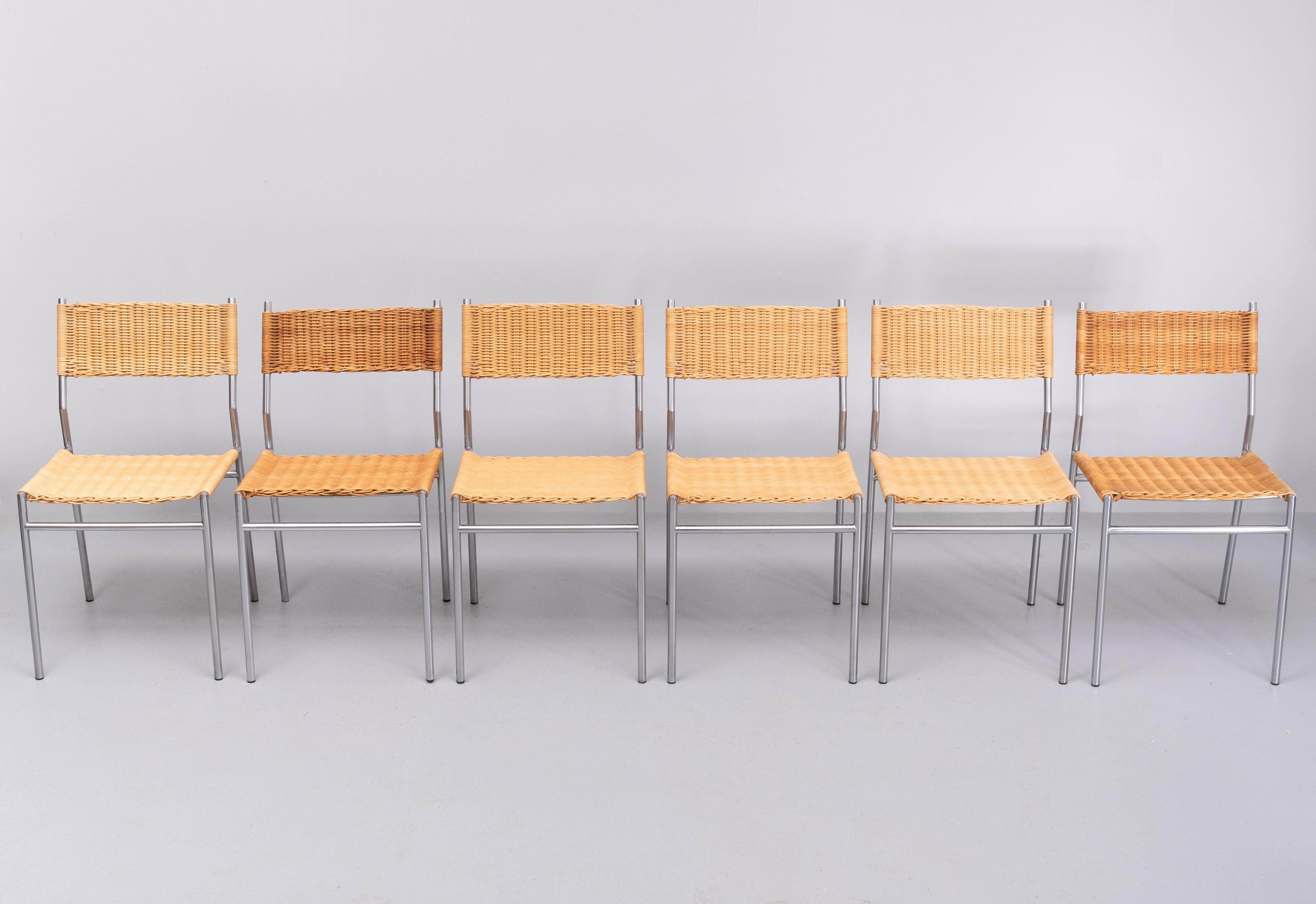 Mid-Century Modern Martin Visser ensemble de 6 chaises de salle à manger SE05 pour 't Spectrum, 1960 en vente