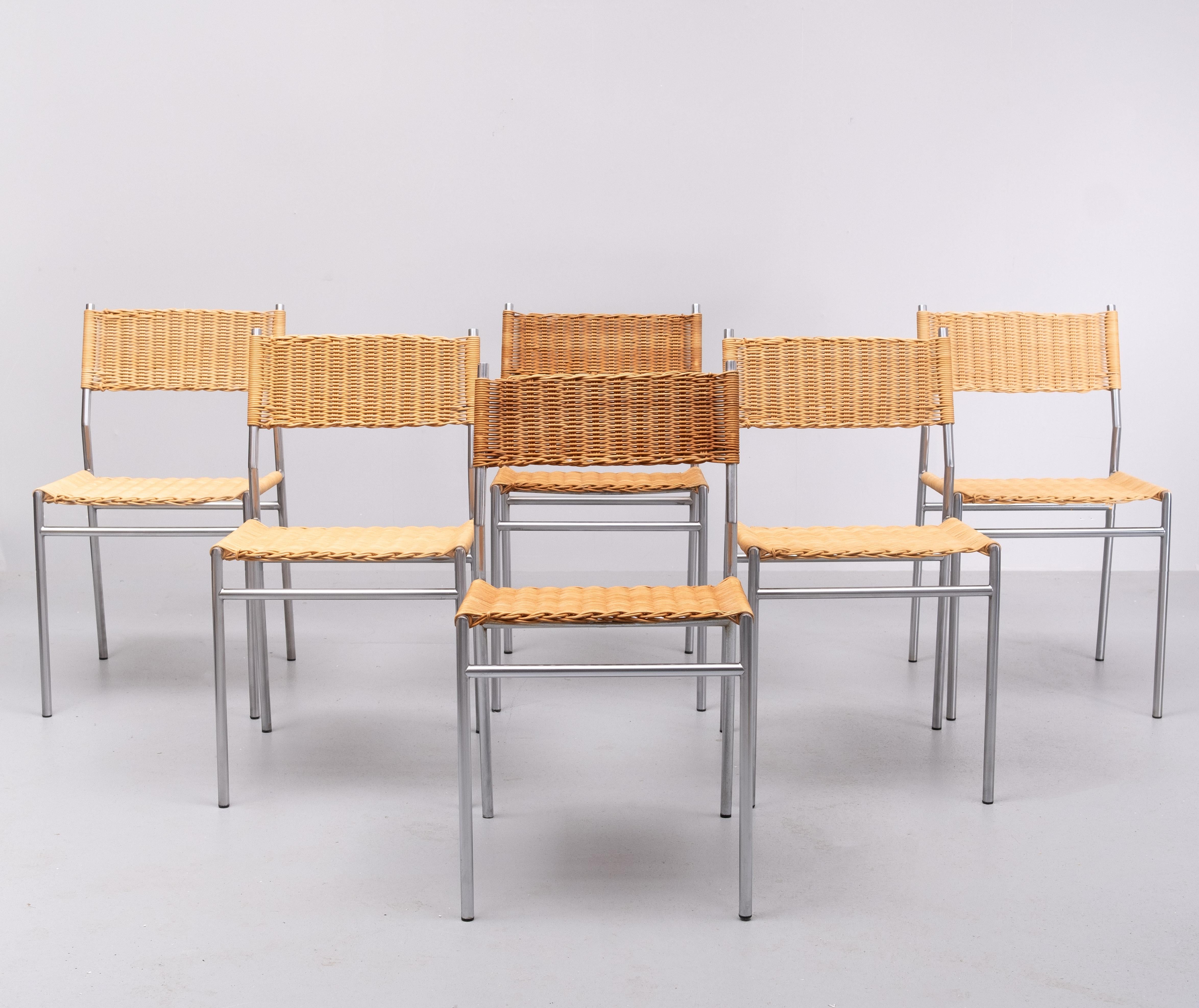 Martin Visser ensemble de 6 chaises de salle à manger SE05 pour 't Spectrum, 1960 Bon état - En vente à Den Haag, NL