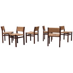 Martin Visser Set of 6 Wenge and Rush Dining Chairs