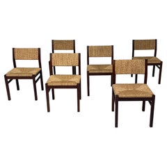 Martin Visser Set of Six "SE82" Wenge and Rush Dining Chairs