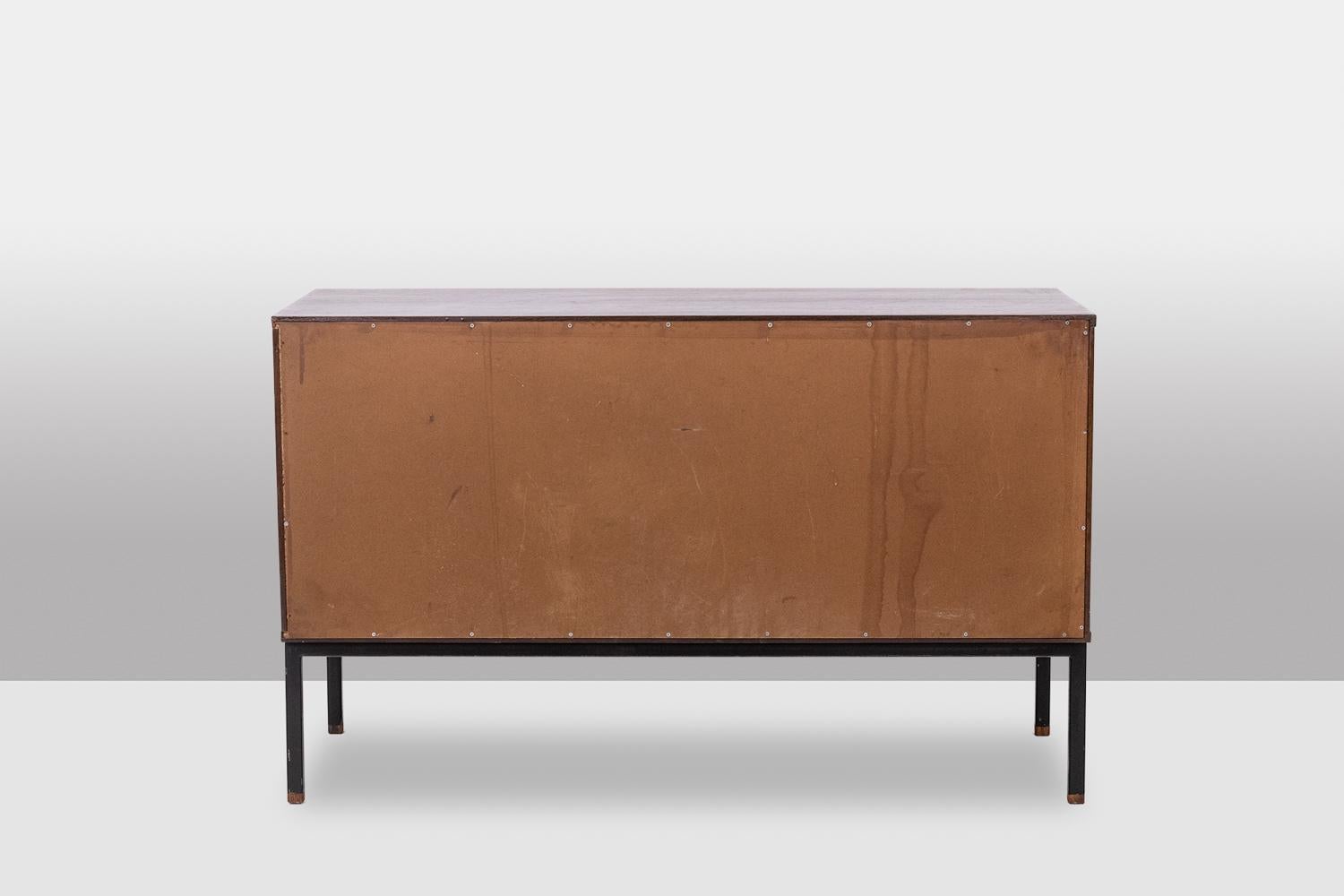 Wengé Martin Visser. Buffet en wengé et raphia. 1970. en vente
