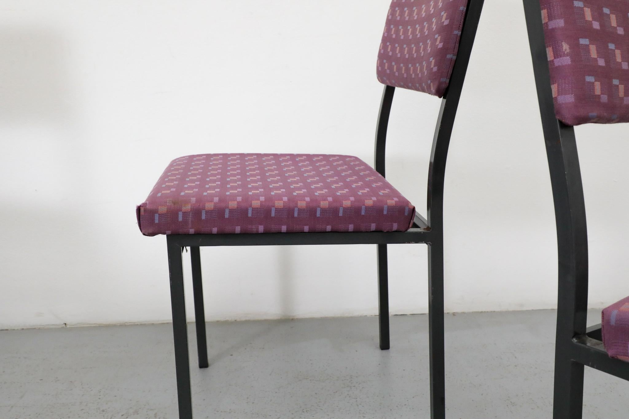 Chaises d'appoint en métal émaillé noir de style Martin Visser avec tapisserie d'origine en vente 2