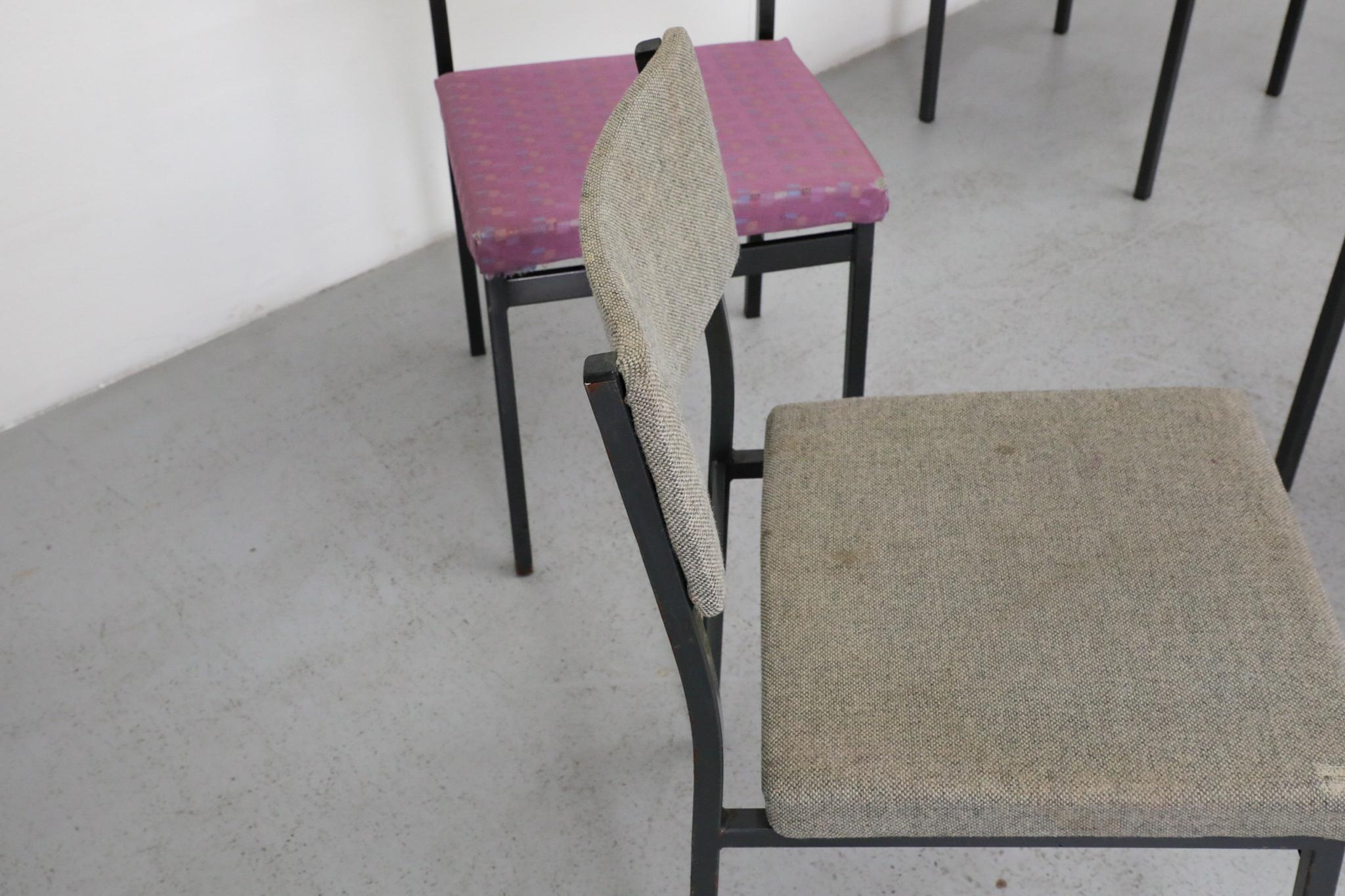 Chaises d'appoint en métal émaillé noir de style Martin Visser avec tapisserie d'origine en vente 3