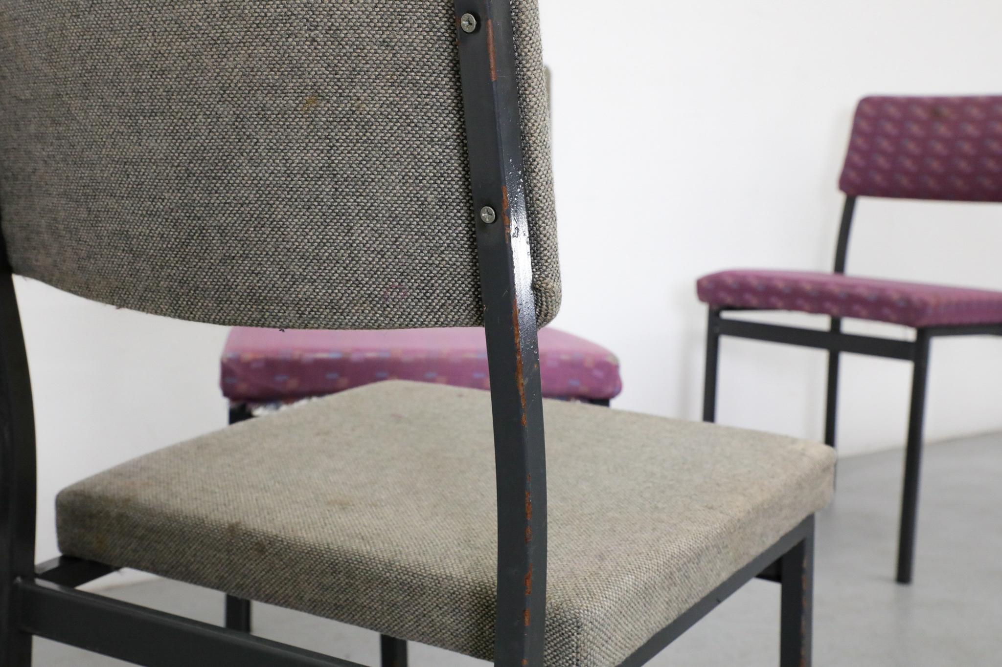 Chaises d'appoint en métal émaillé noir de style Martin Visser avec tapisserie d'origine en vente 6