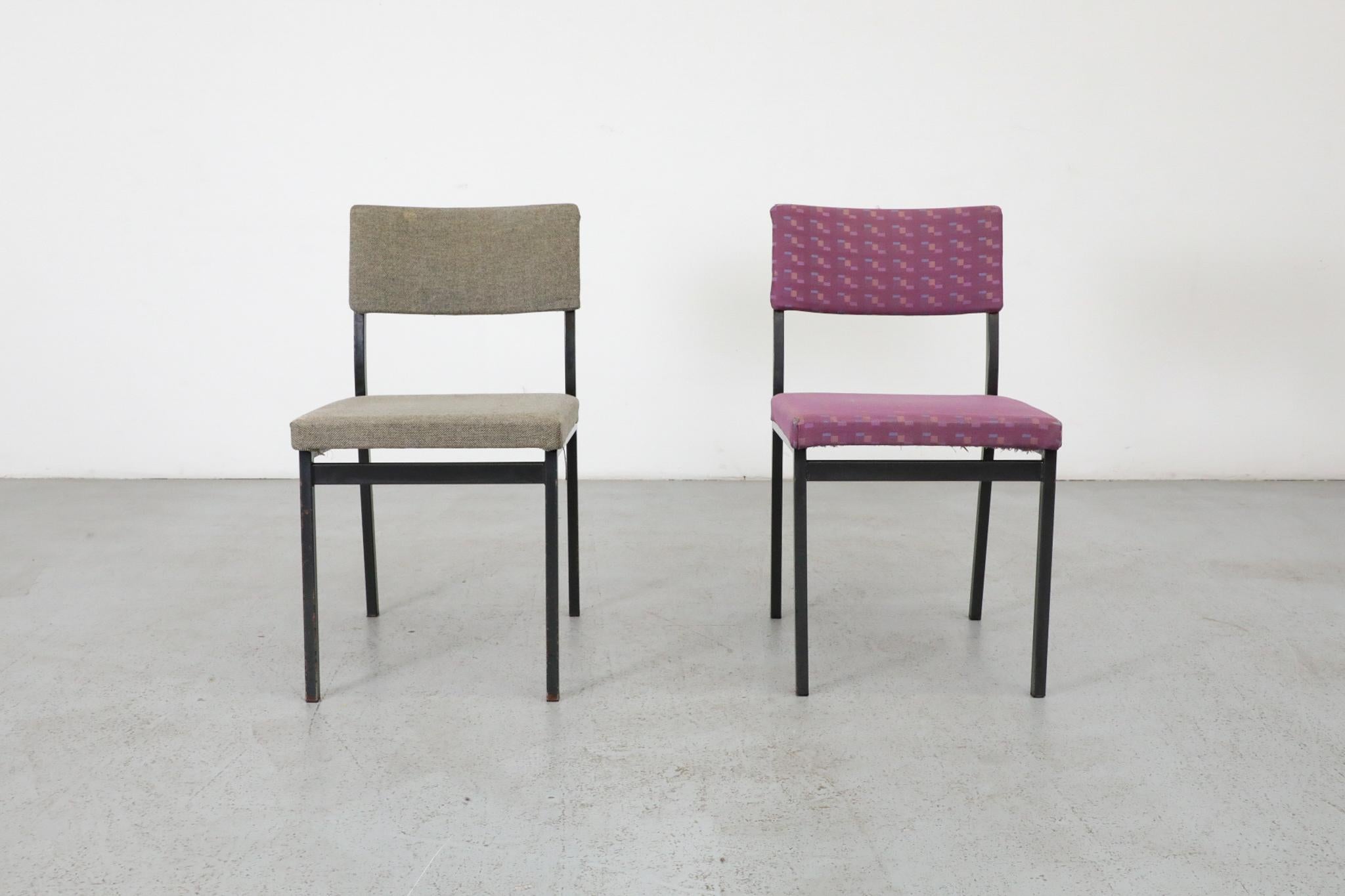 Chaises d'appoint en métal émaillé noir de style Martin Visser avec tapisserie d'origine en vente 7