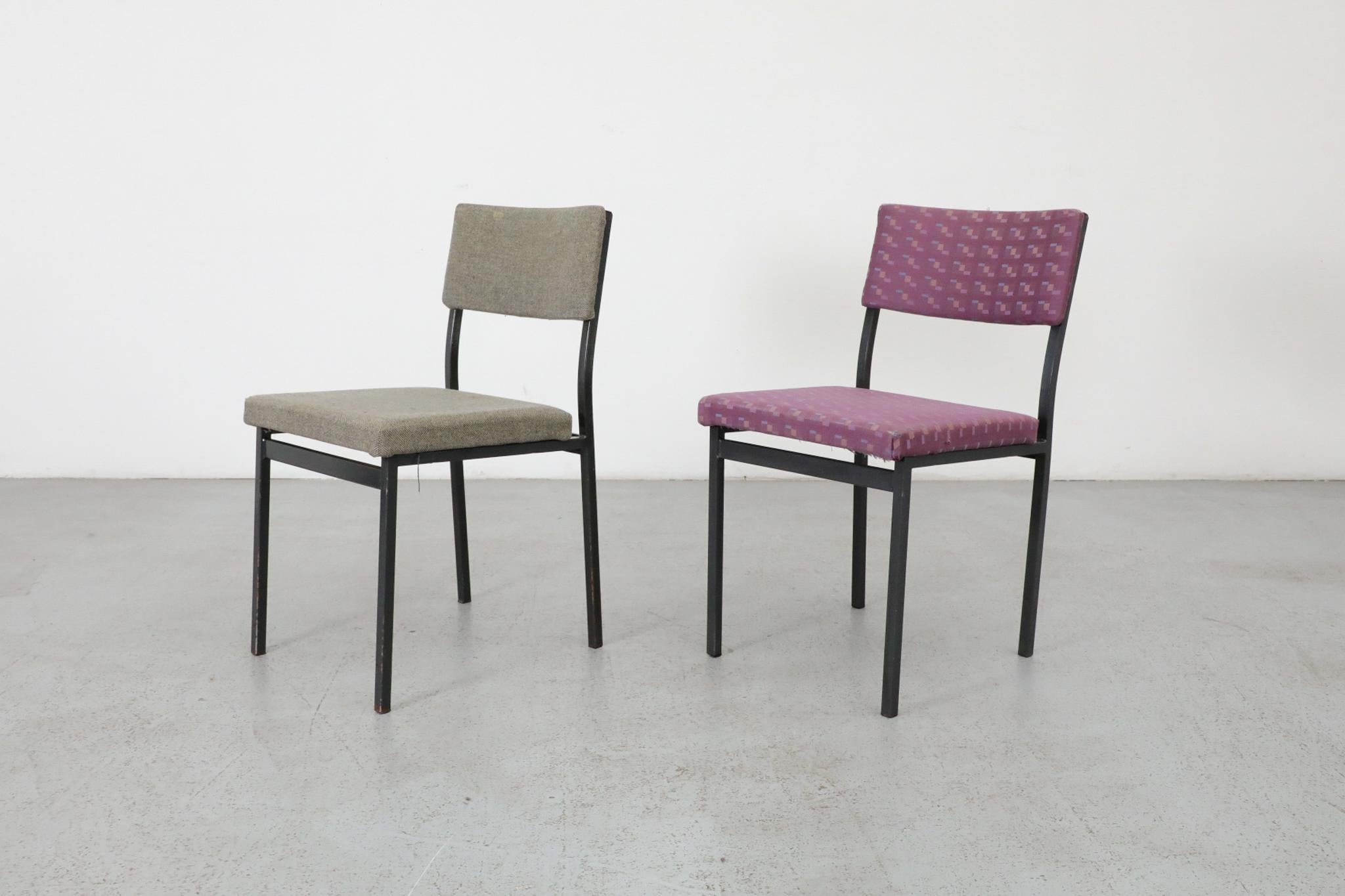 Chaises d'appoint en métal émaillé noir de style Martin Visser avec tapisserie d'origine en vente 8