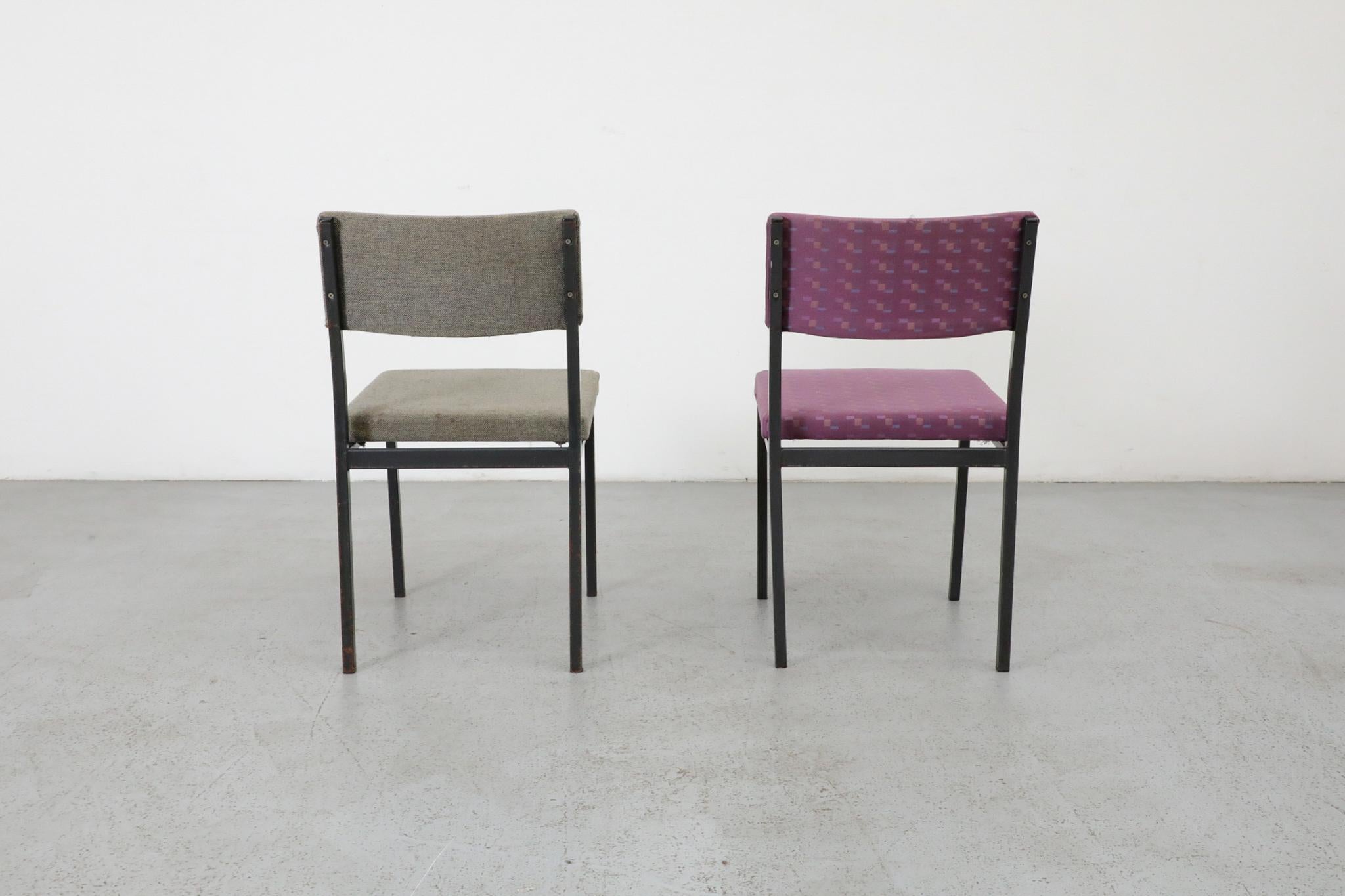 Chaises d'appoint en métal émaillé noir de style Martin Visser avec tapisserie d'origine en vente 11