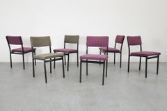 Martin Visser Style Black Enameled Metal Side Chairs with Original Upholstery