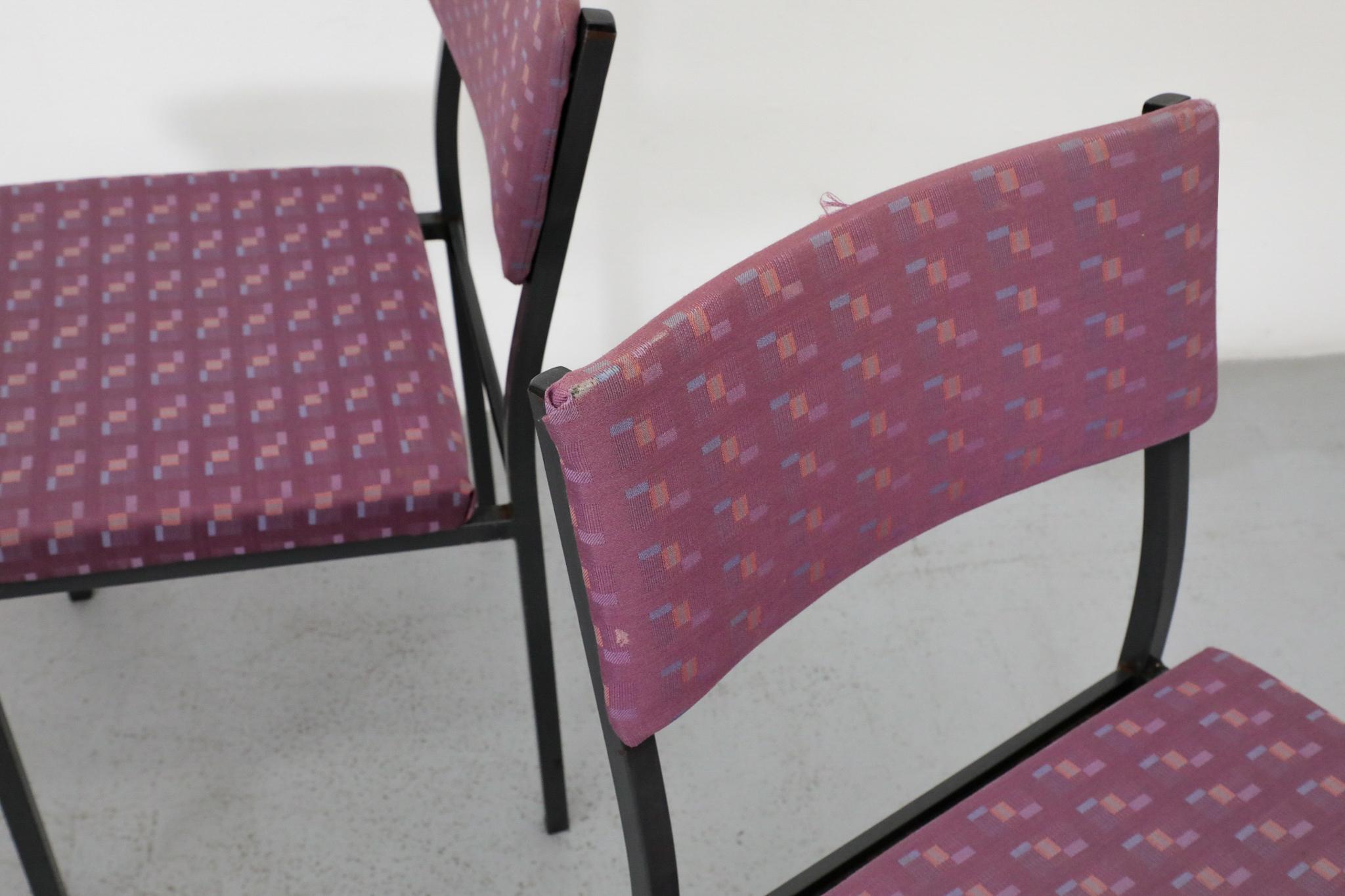 Métal Chaises d'appoint en métal émaillé noir de style Martin Visser avec tapisserie d'origine en vente