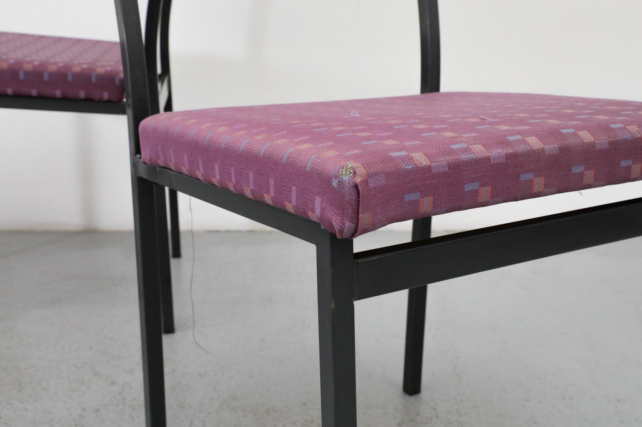 Chaises d'appoint en métal émaillé noir de style Martin Visser avec tapisserie d'origine en vente 1