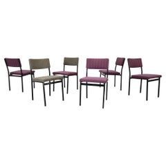 Martin Visser Style Black Enameled Metal Side Chairs with Original Upholstery