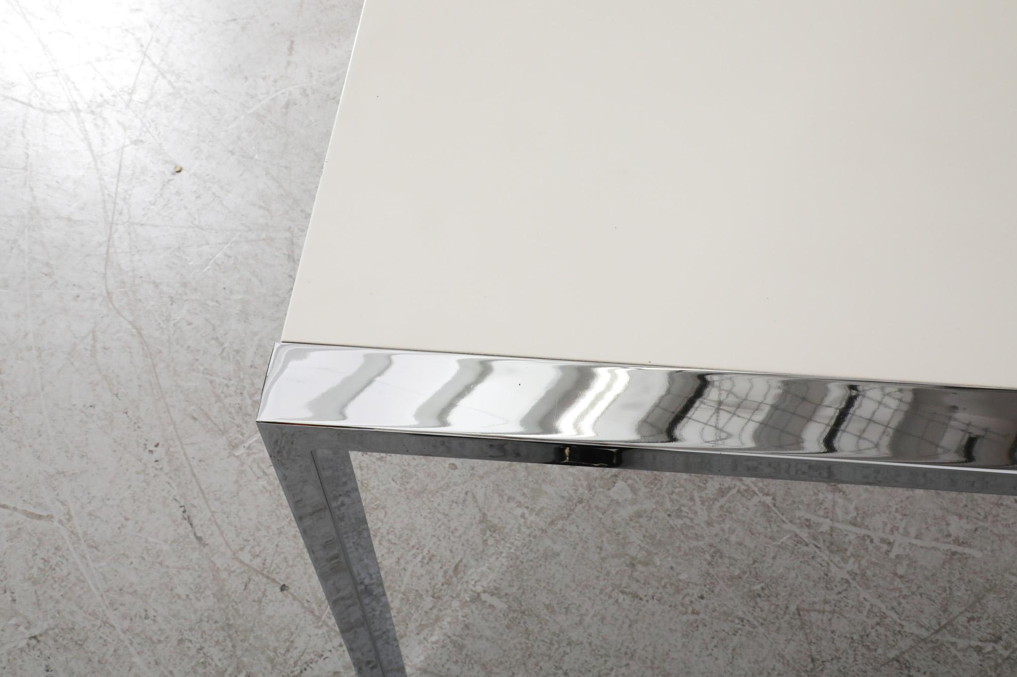 Martin Visser Style Modernist White Formica and Chrome Table For Sale 2