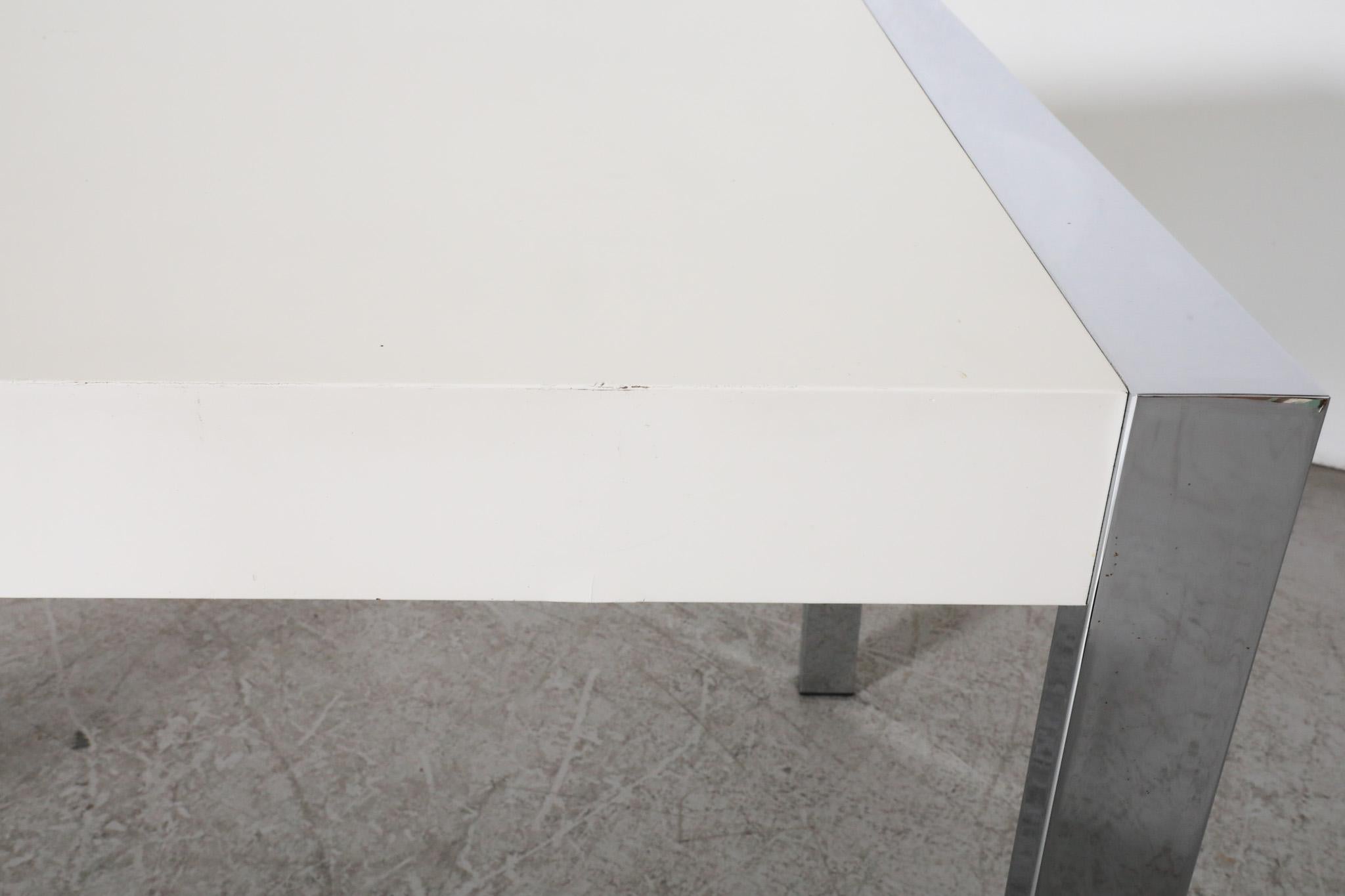 Martin Visser Style Modernist White Formica and Chrome Table For Sale 3