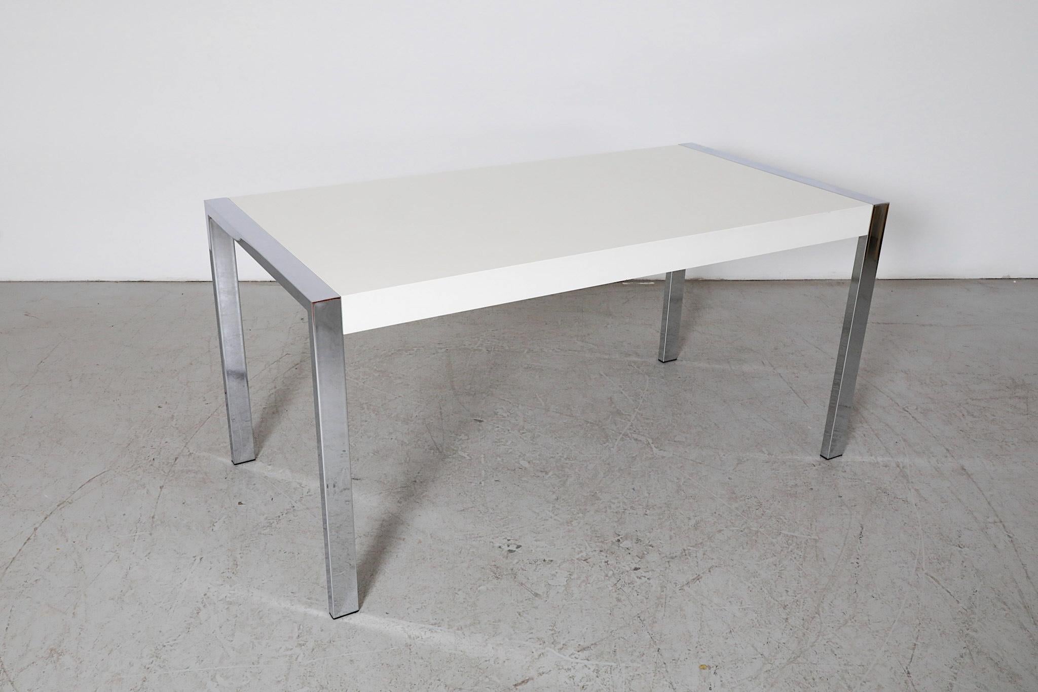 Martin Visser Style Modernist White Formica and Chrome Table For Sale 7