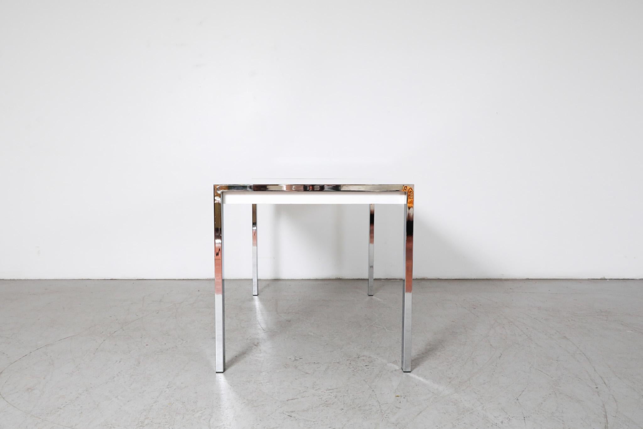 Mid-Century Modern Martin Visser Style Modernist White Formica and Chrome Table For Sale