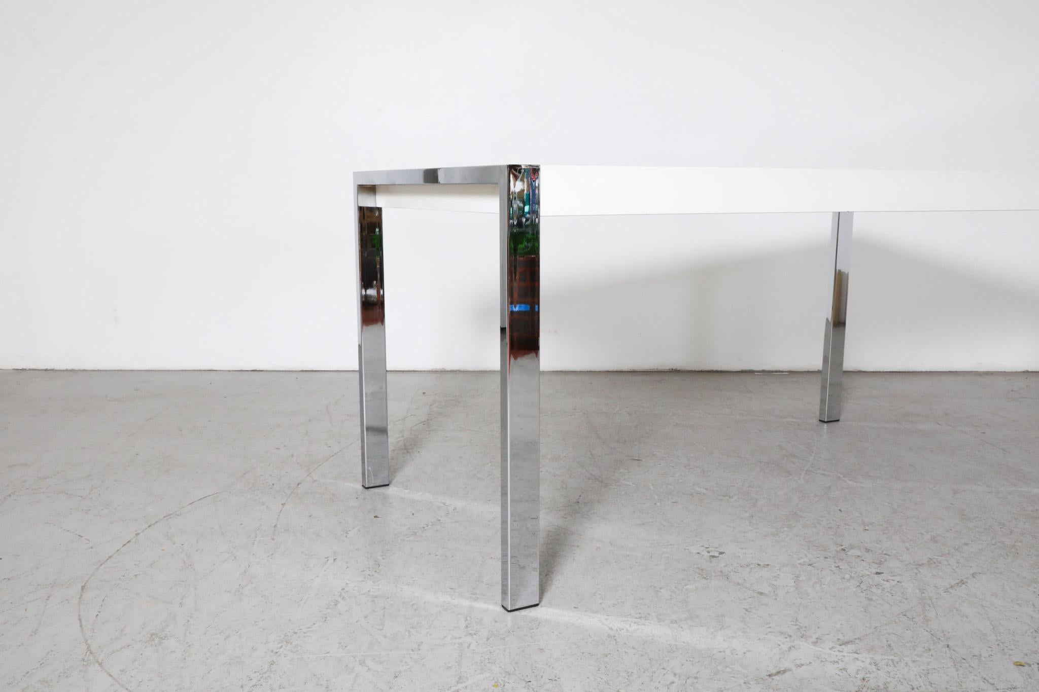 Dutch Martin Visser Style Modernist White Formica and Chrome Table For Sale