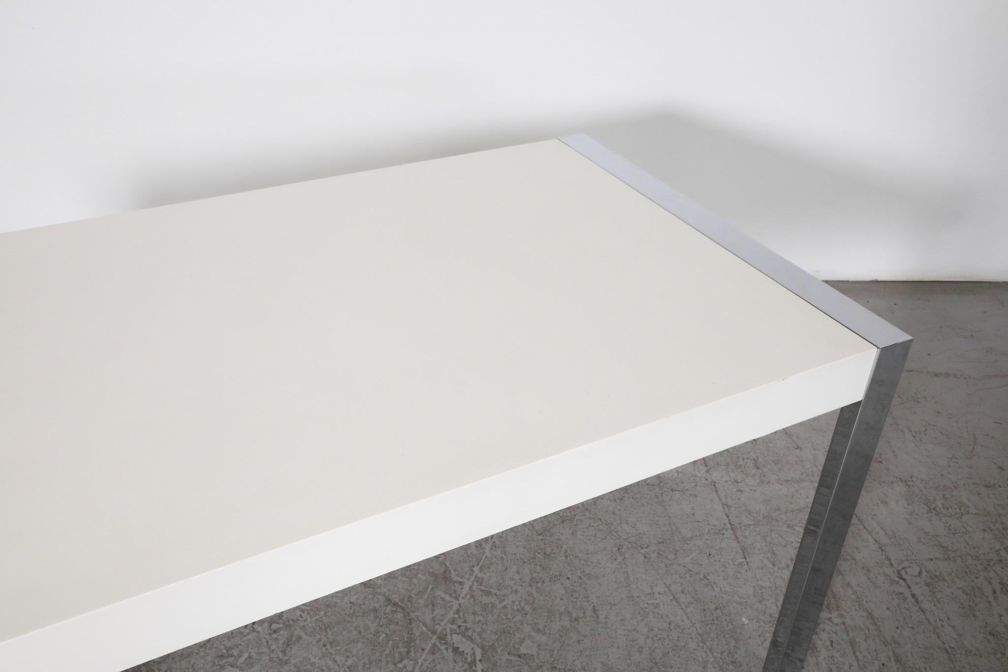 Martin Visser Style Modernist White Formica and Chrome Table For Sale 1