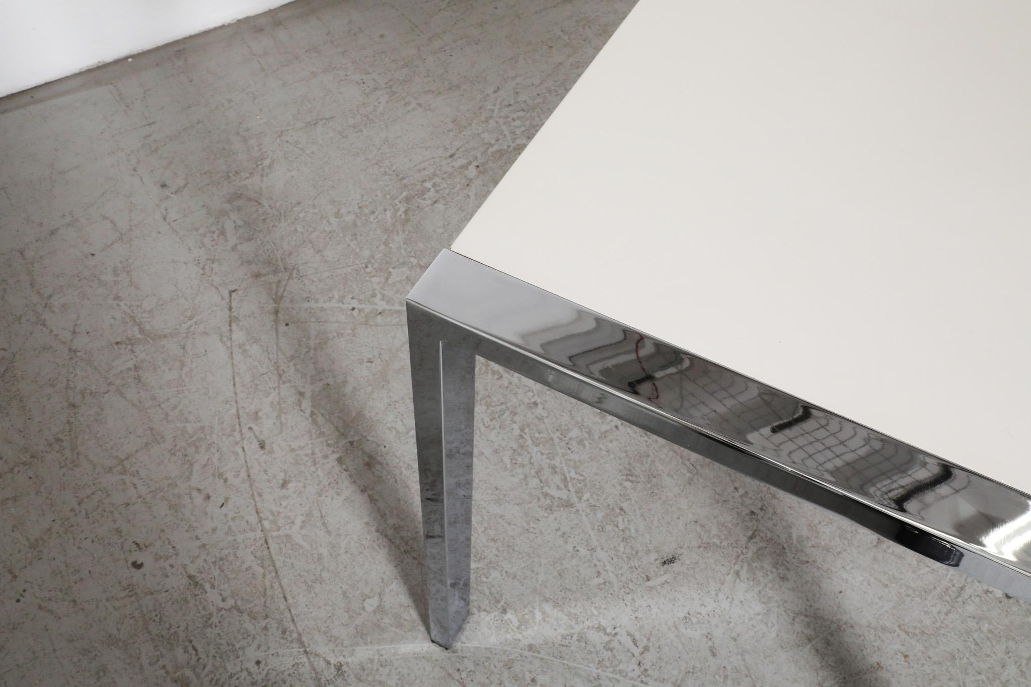 Mid-20th Century Martin Visser Style Modernist White Formica and Chrome Table For Sale