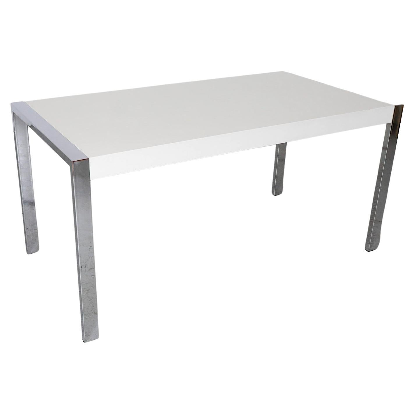 Martin Visser Style Modernist White Formica and Chrome Table For Sale