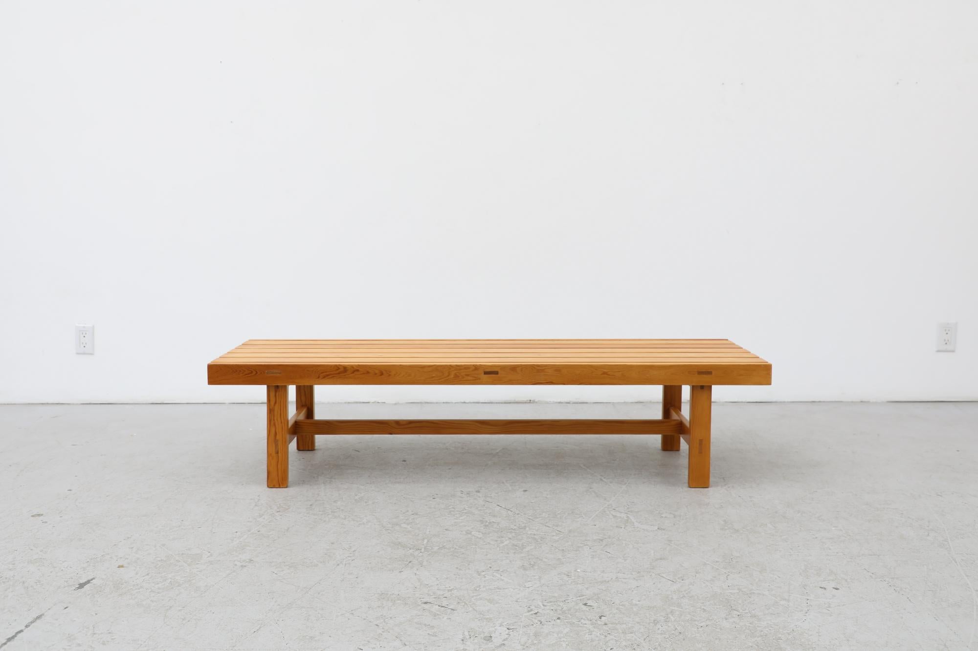 Mid-Century Modern Martin Visser Style Pine Slat Bench or Coffee Table by Laboremus Viborg For Sale