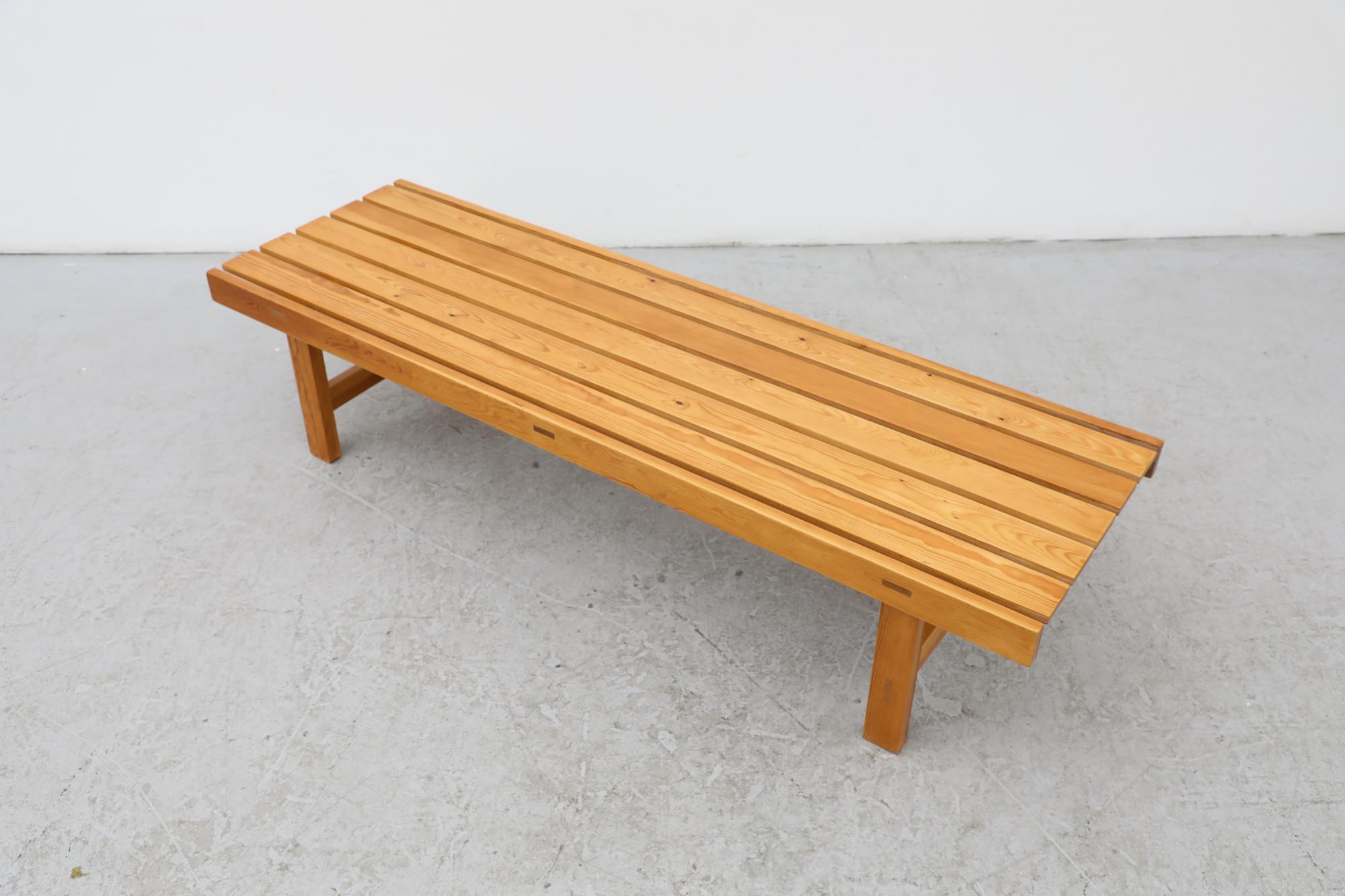 Martin Visser Style Pine Slat Bench or Coffee Table by Laboremus Viborg In Good Condition For Sale In Los Angeles, CA