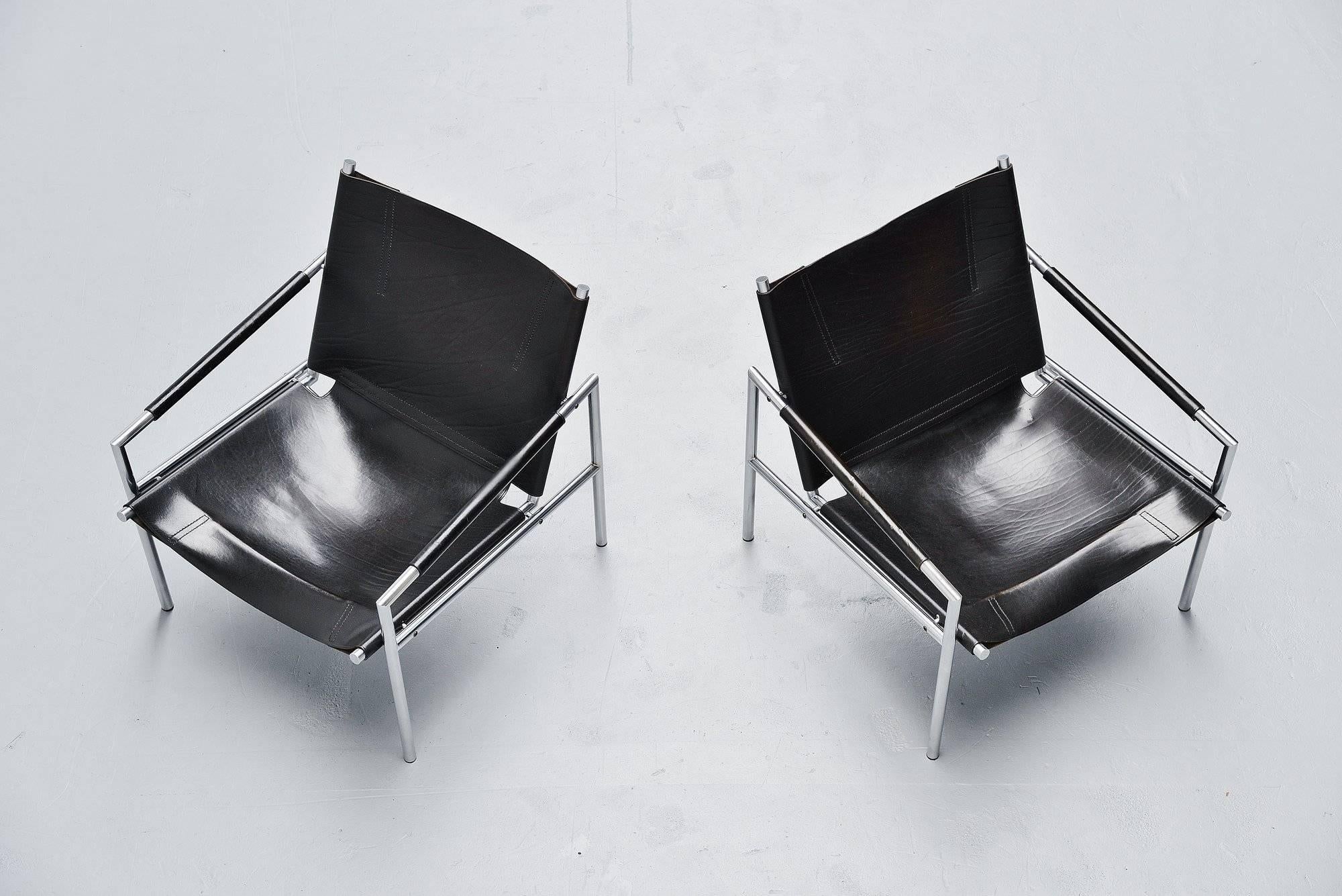 Mid-Century Modern Martin Visser SZ01 Easy Chairs Black ‘t Spectrum, 1965