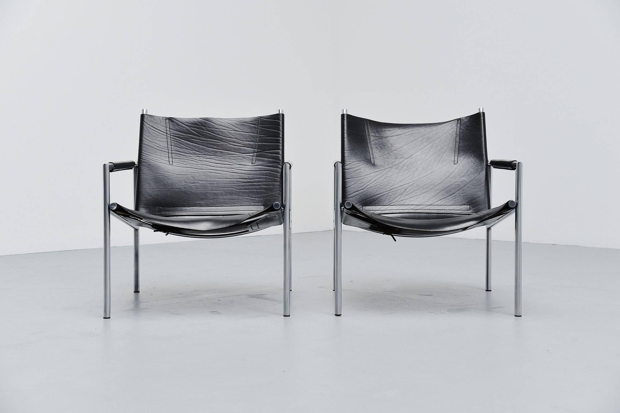 Martin Visser SZ01 Easy Chairs Black ‘t Spectrum, 1965 In Excellent Condition In Roosendaal, Noord Brabant