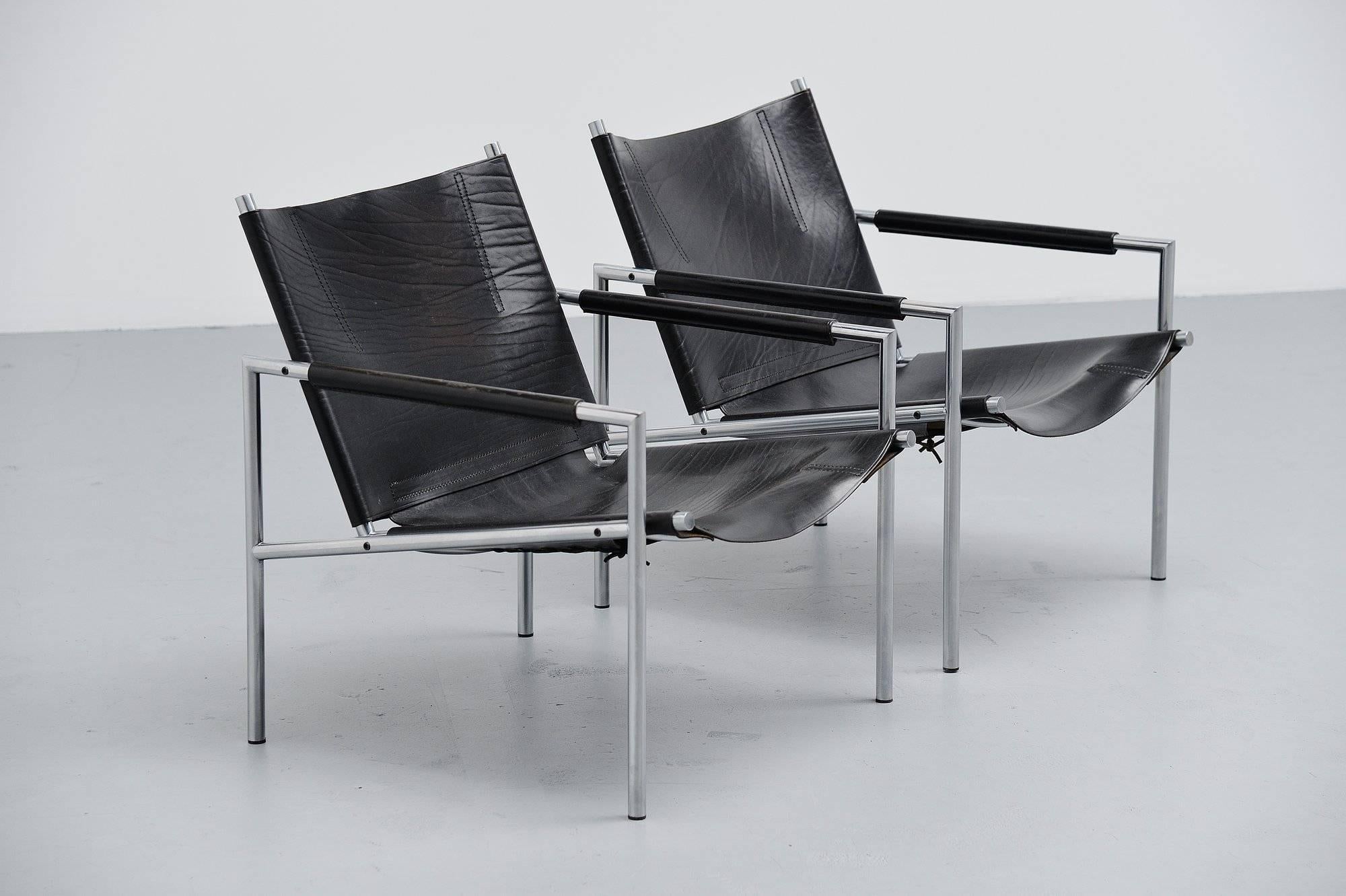 Mid-20th Century Martin Visser SZ01 Easy Chairs Black ‘t Spectrum, 1965