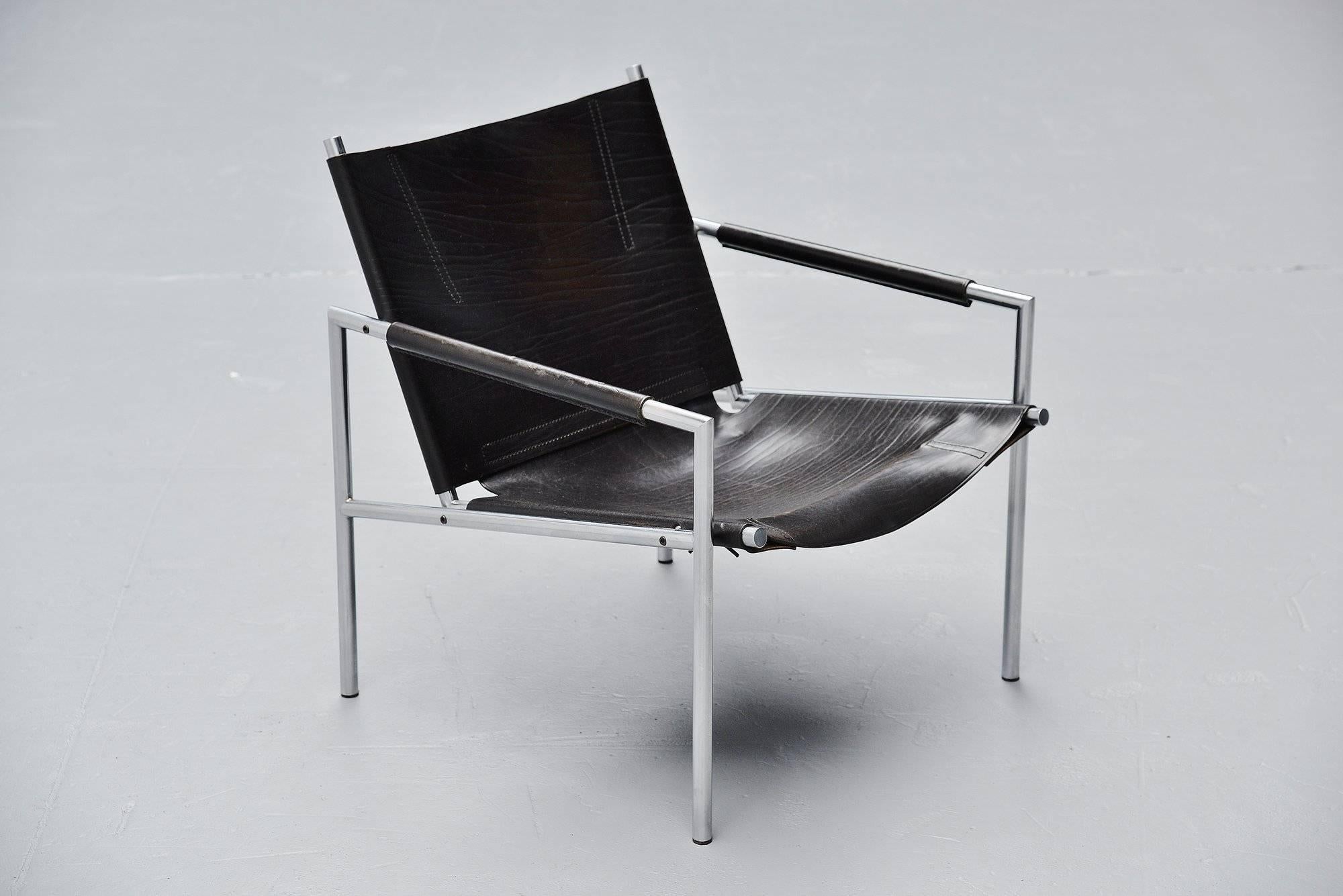 Stainless Steel Martin Visser SZ01 Easy Chairs Black ‘t Spectrum, 1965