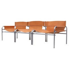 Martin Visser SZ13 Tan Leather and Chrome Three Piece Sectional Seating Group