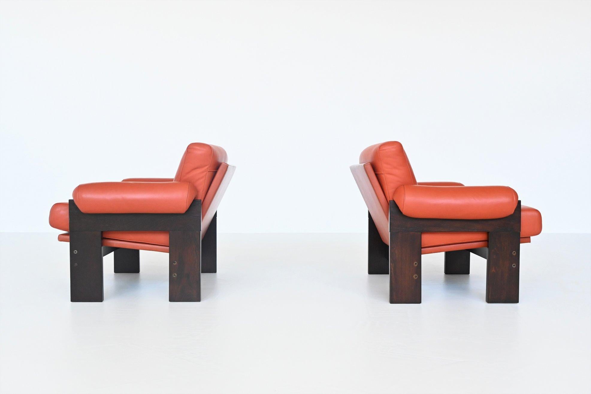 Leather Martin Visser SZ74 Lounge Chairs ‘t Spectrum, The Netherlands, 1969