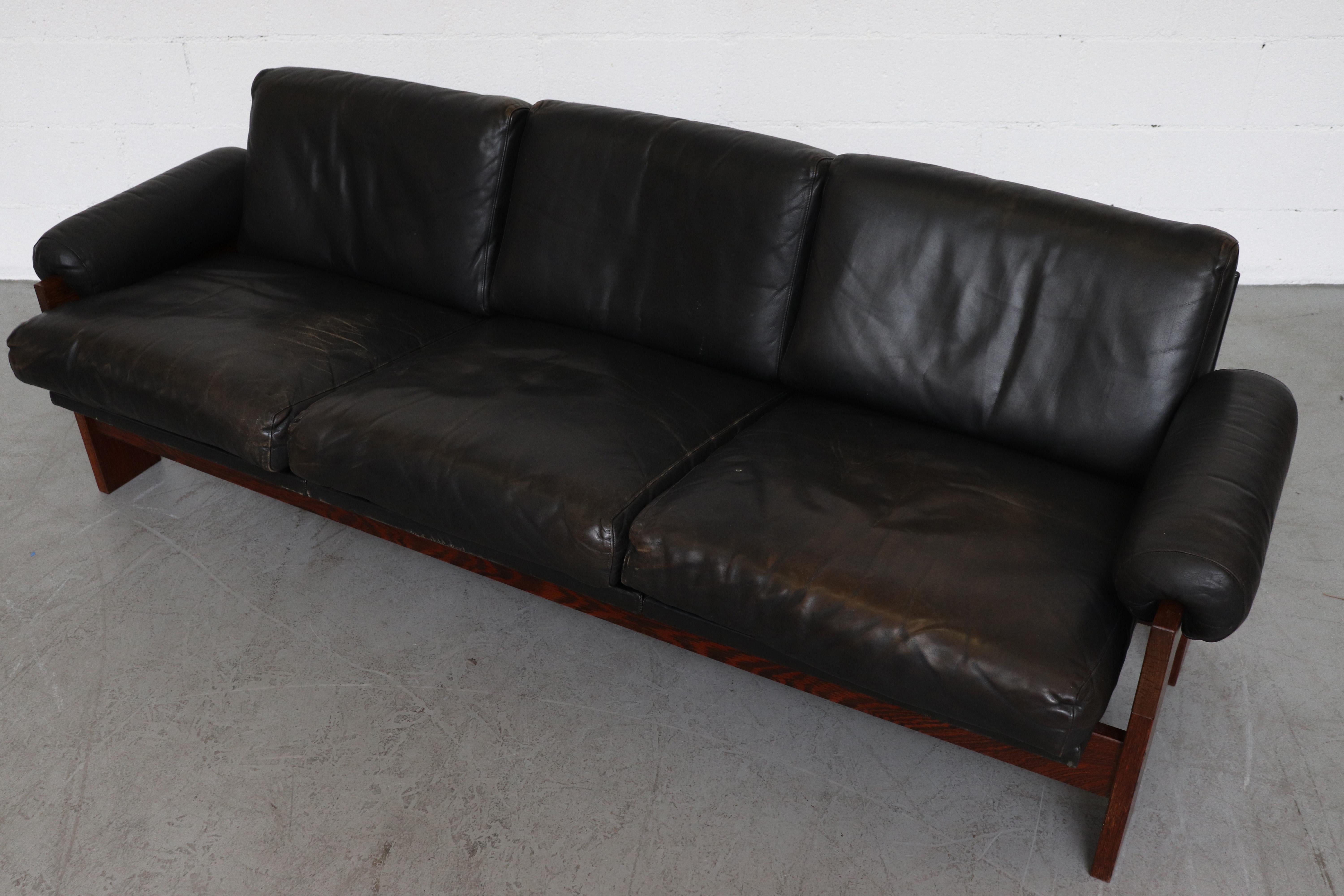 Martin Visser Wenge and Black Leather 3-Seat Sofa 3