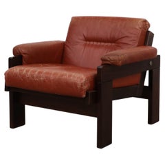 Martin Visser Wenge and Coral Leather Lounge Chair For 't Spectrum