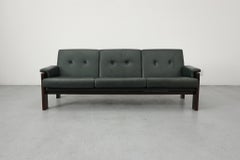 Martin Visser Wenge and Green Leather Three Seater Sofa